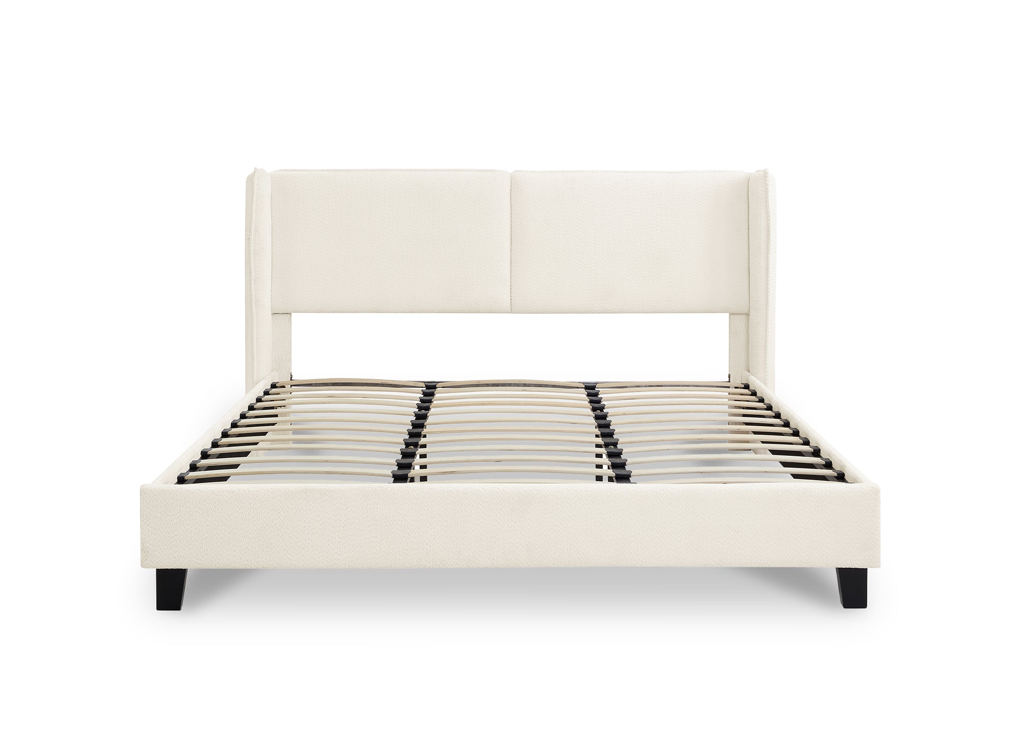 Lit double en tissu effet peau de mouton beige 160x200 cm KAYDEN