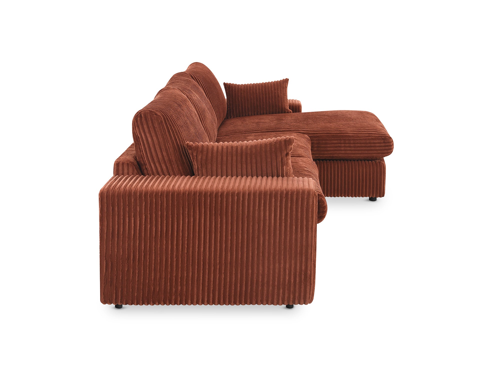 Canapé d'angle réversible en gros côtelé doux terracotta SIRINA