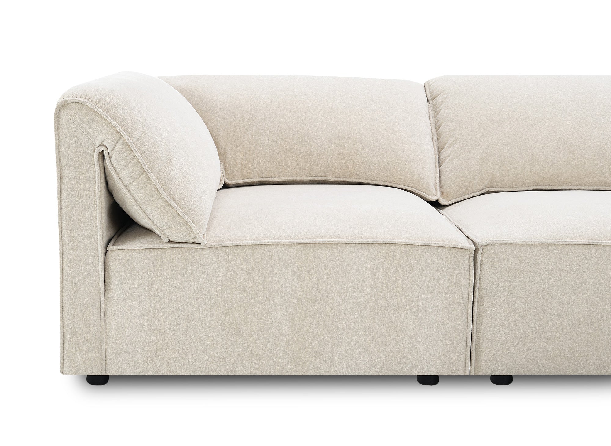 Canapé d'angle modulable en velours beige HARINA