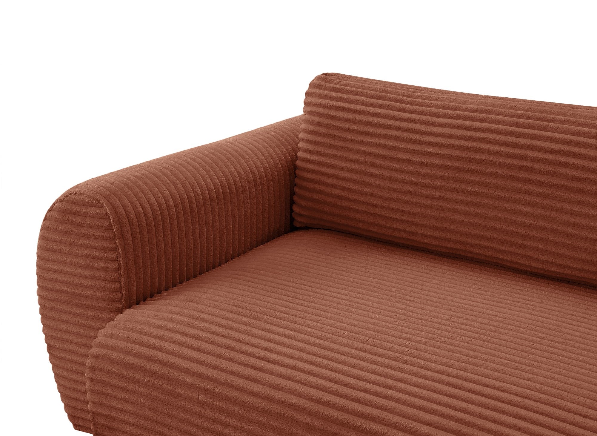 Divano angolare trasformabile con chaise longue e cassapanca in terracotta a coste grandi TILDA - Angolo sinistro