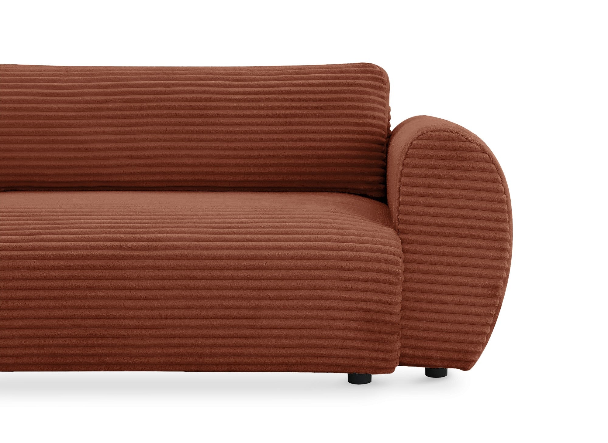 Divano angolare trasformabile con chaise longue e cassapanca in terracotta a coste grandi TILDA - Angolo sinistro