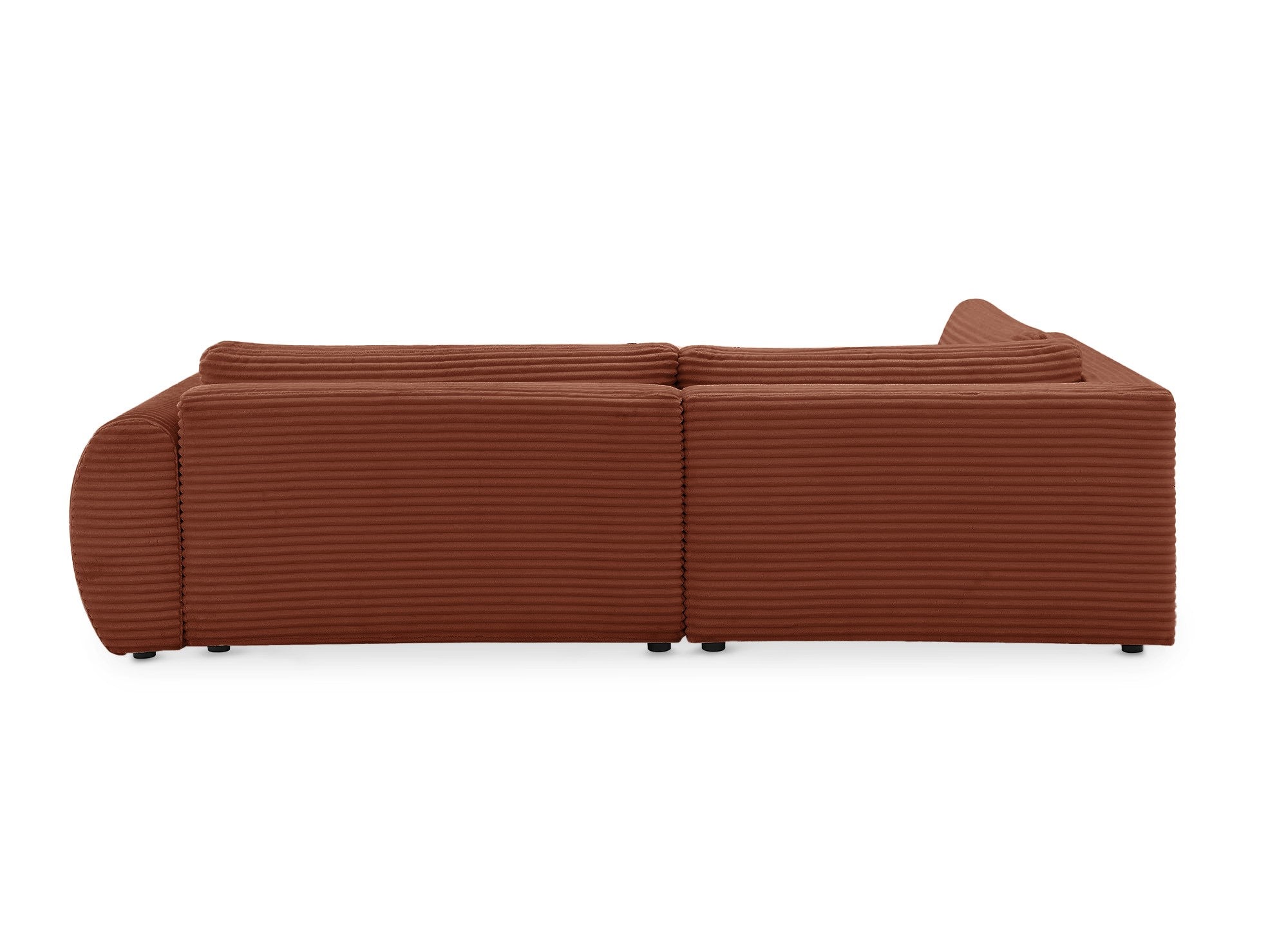 Divano angolare trasformabile con chaise longue e cassapanca in terracotta a coste grandi TILDA - Angolo sinistro