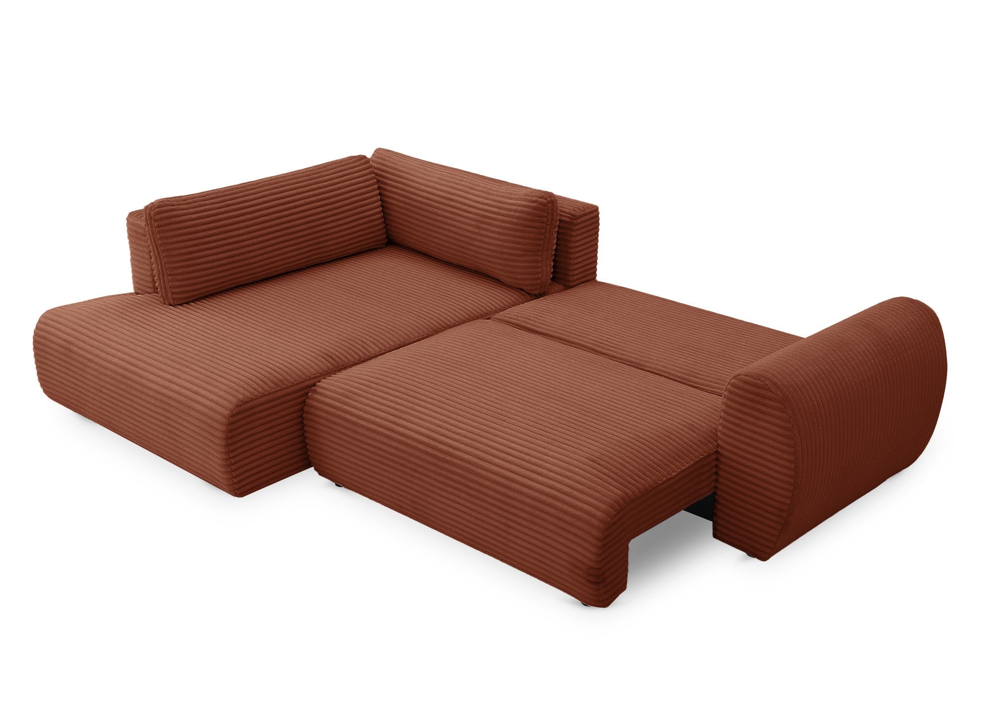 Divano angolare trasformabile con chaise longue e cassapanca in terracotta a coste grandi TILDA - Angolo sinistro