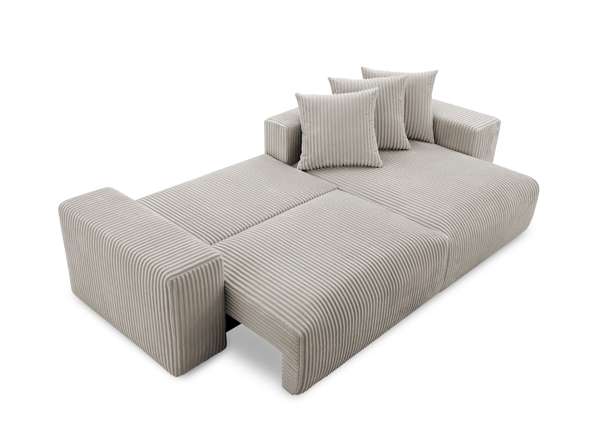 Canapé d'angle réversible convertible avec coffre en velours côtelé épais taupe NOELIA