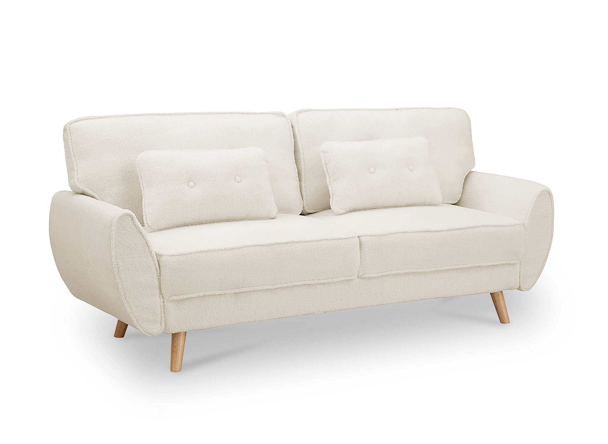 Divano clic clac in tessuto French terry bianco ecrù con gambe in legno PANAMA