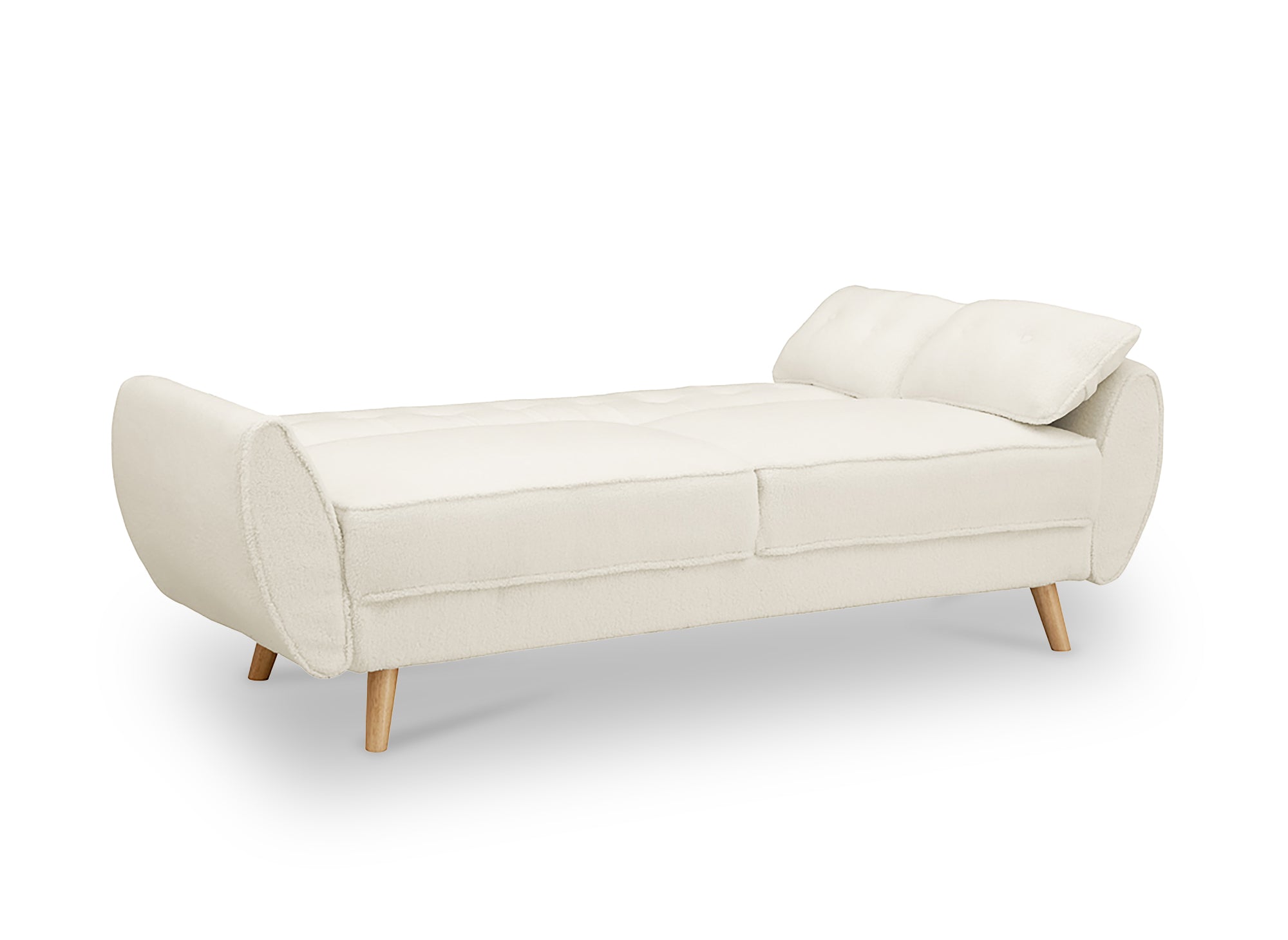 Divano clic clac in tessuto French terry bianco ecrù con gambe in legno PANAMA