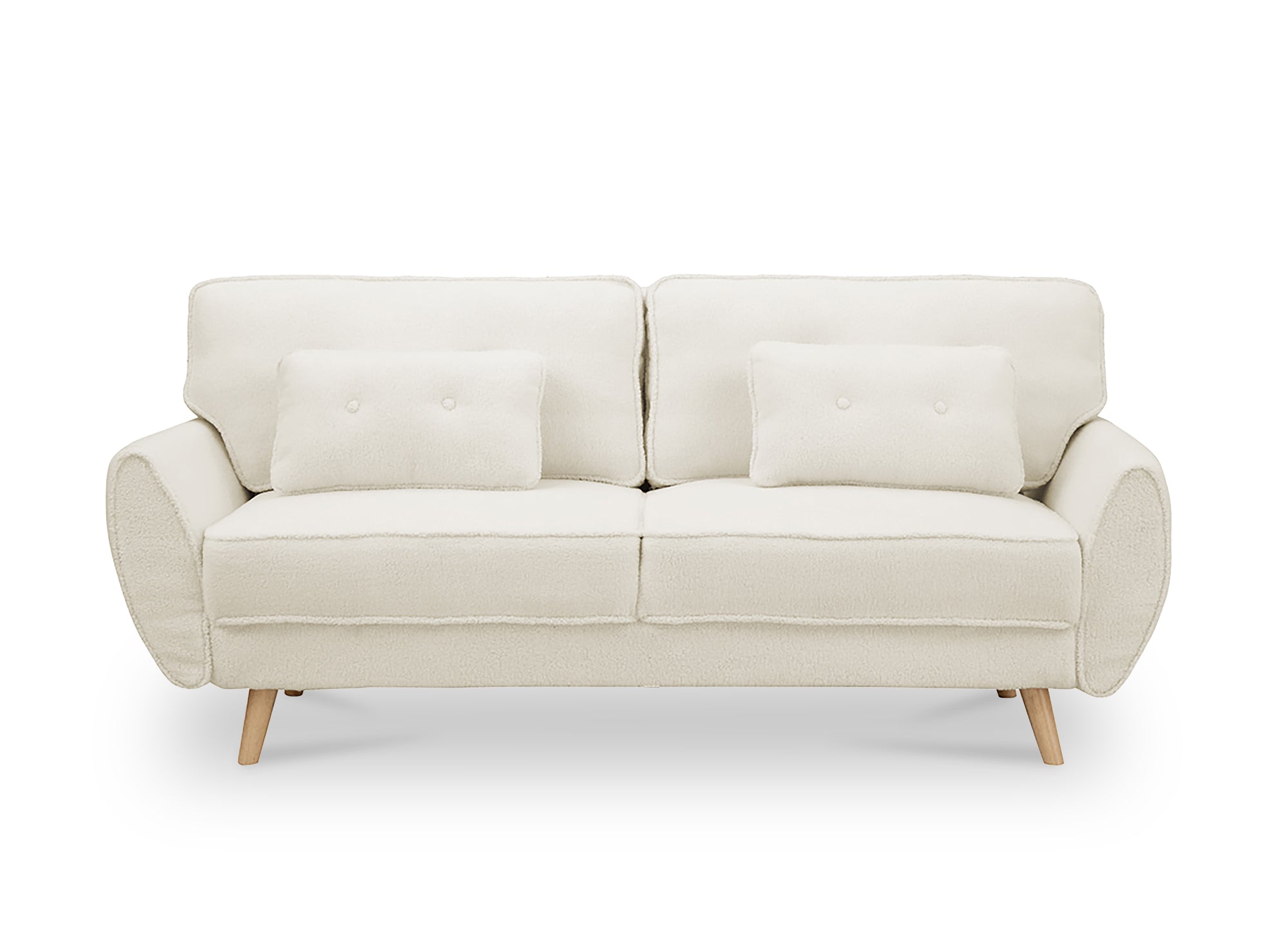 Divano clic clac in tessuto French terry bianco ecrù con gambe in legno PANAMA