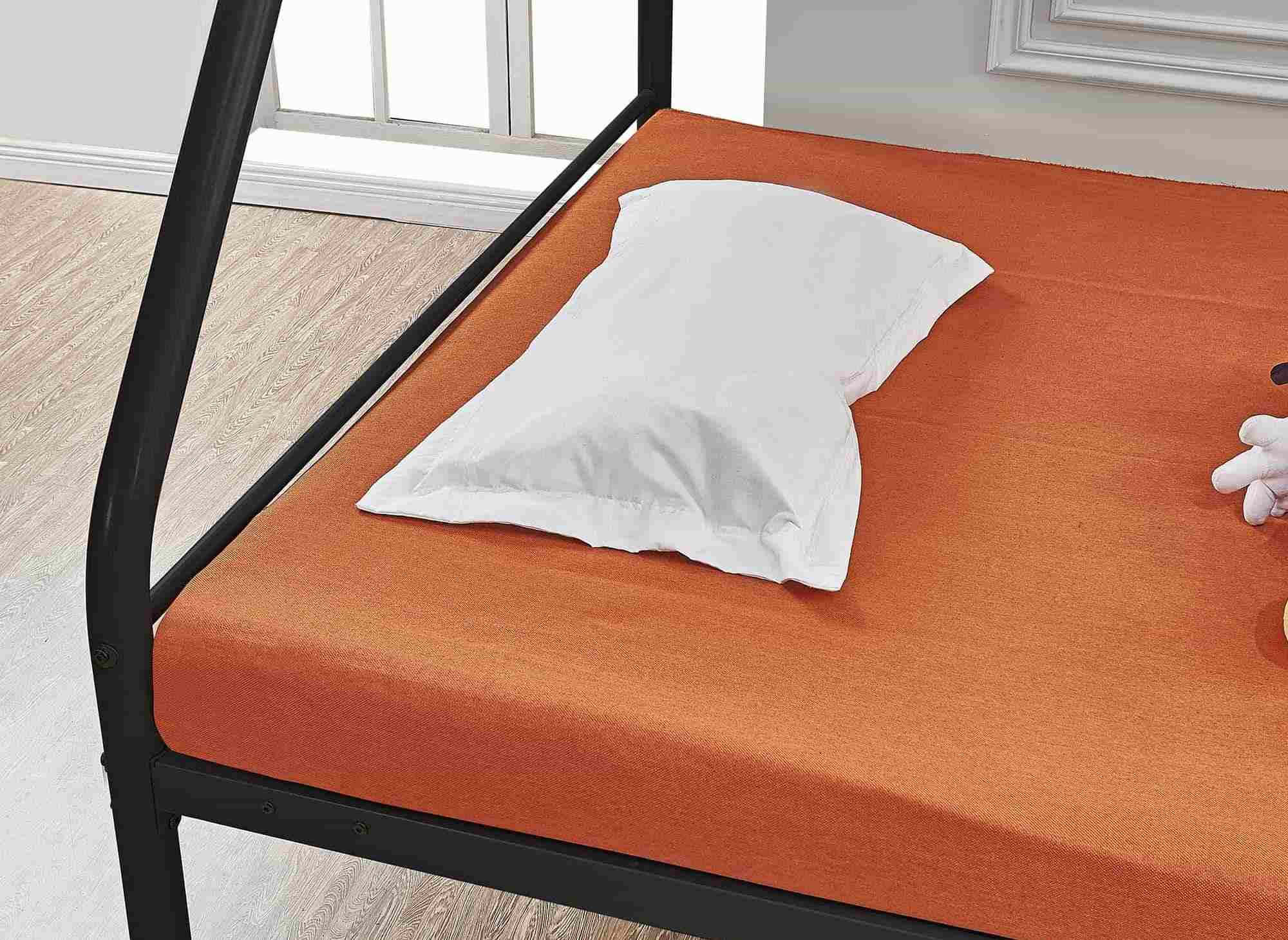 Lit superposé 3 places en métal noir 90 x 190 cm et 140 x 190 cm TRINITY