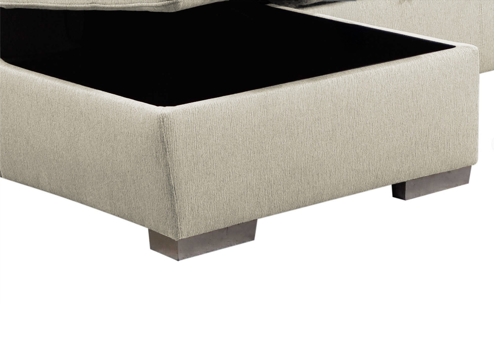 Canapé panoramique convertible coffre de rangement en tissu beige GAELLE - Angle Gauche