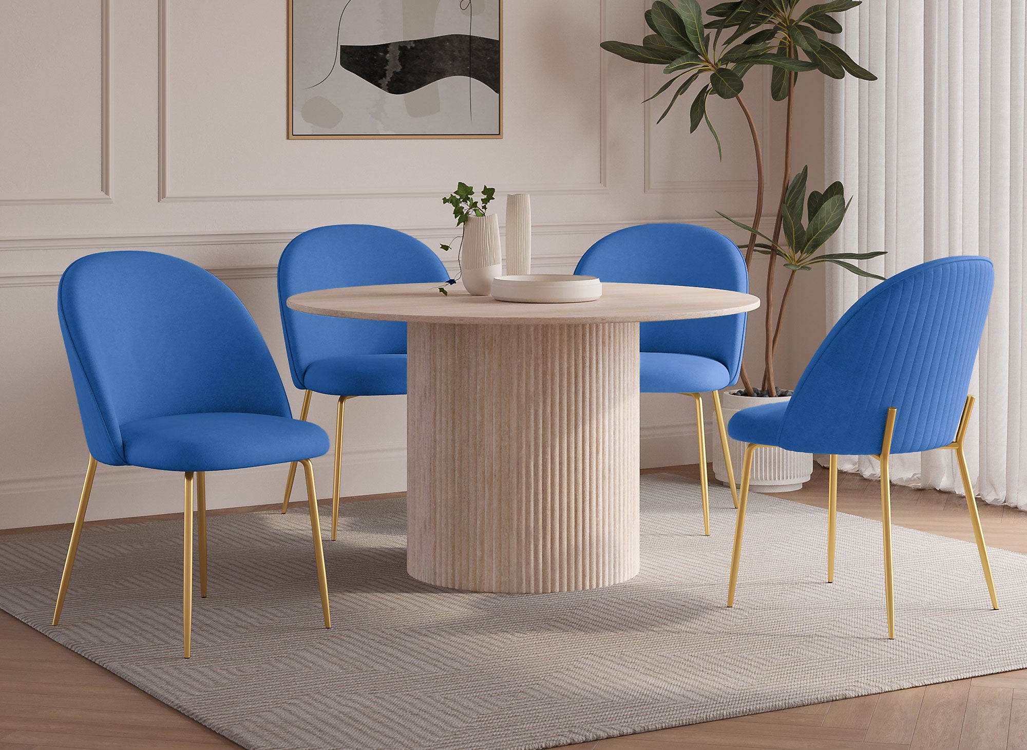 Lot de 2 chaises design en velours bleu ARABEL