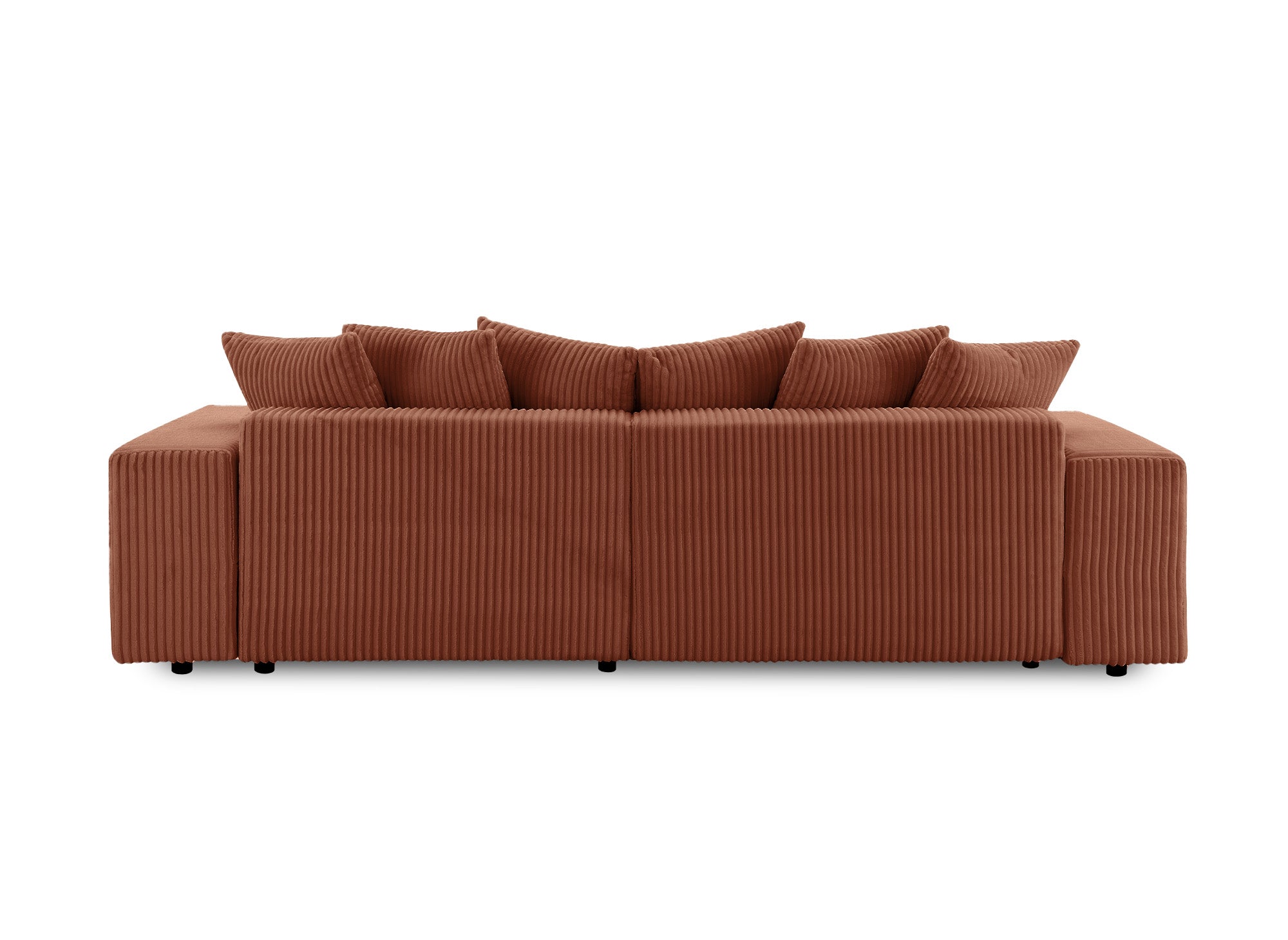 Canapé d'angle réversible convertible avec coffre en velours côtelé épais terracotta NOELIA
