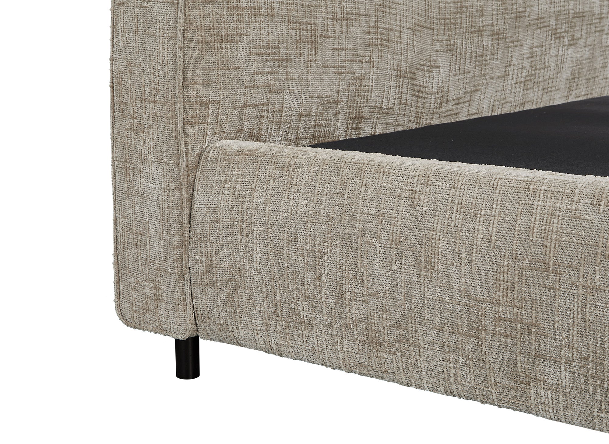 Lit coffre en velours chiné taupe 160x200cm MELO