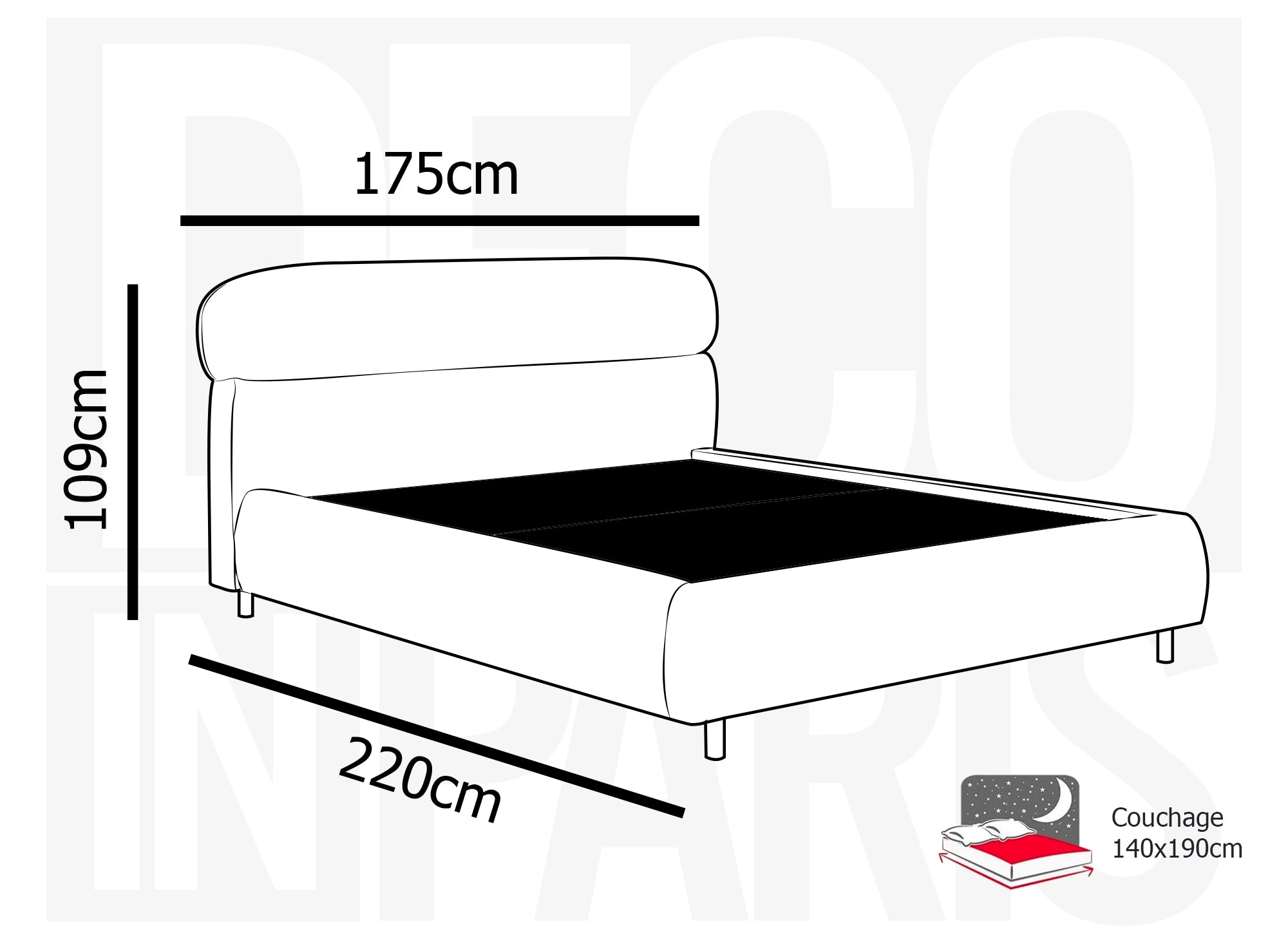 Lit coffre en velours chiné taupe 140x190cm MELO