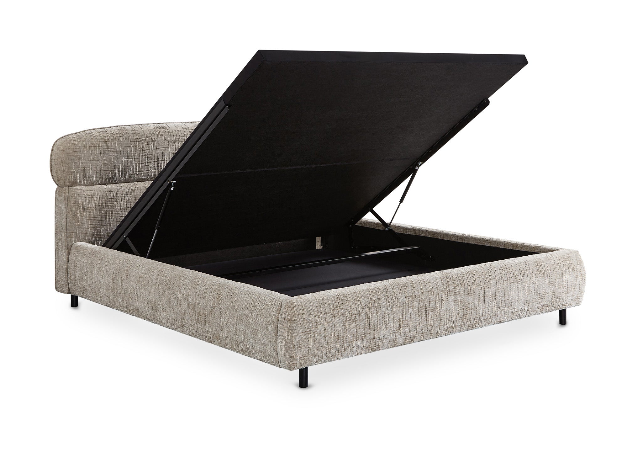 Lit coffre en velours chiné taupe 160x200cm MELO