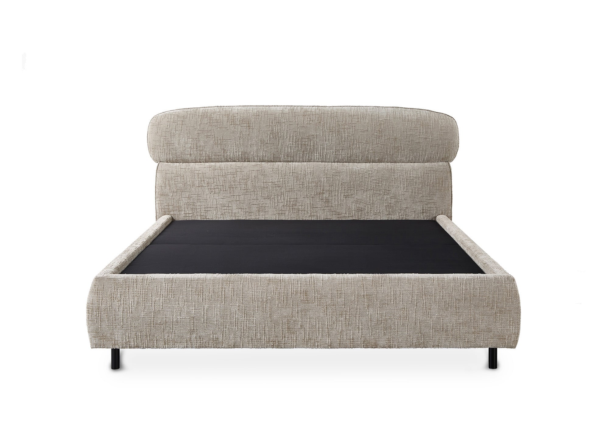 Lit coffre en velours chiné taupe 140x190cm MELO