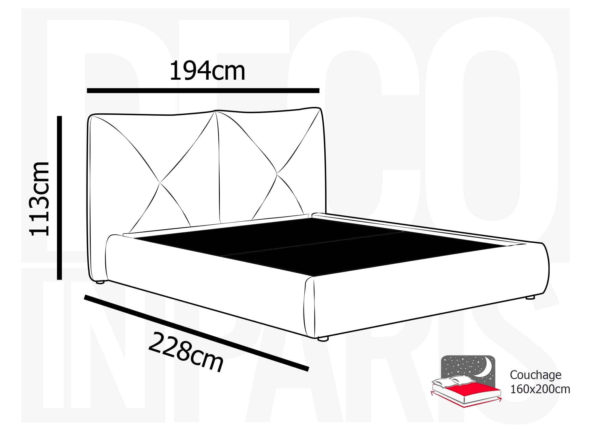 Lit coffre en tissu bouclette doux gris 160x200 cm NOAH