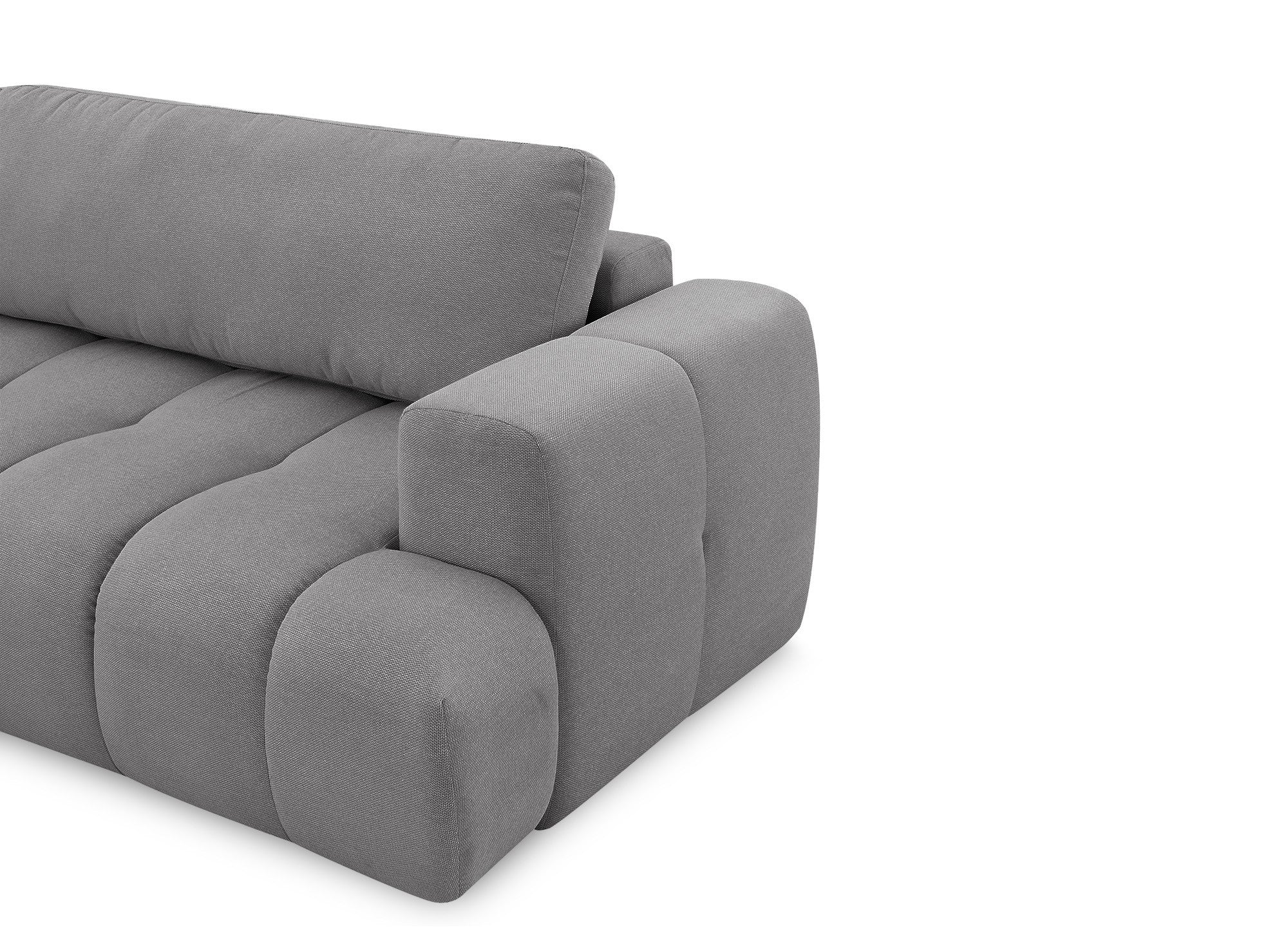 Canapé d'angle convertible avec coffre en tissu gris HAVEN - Angle gauche