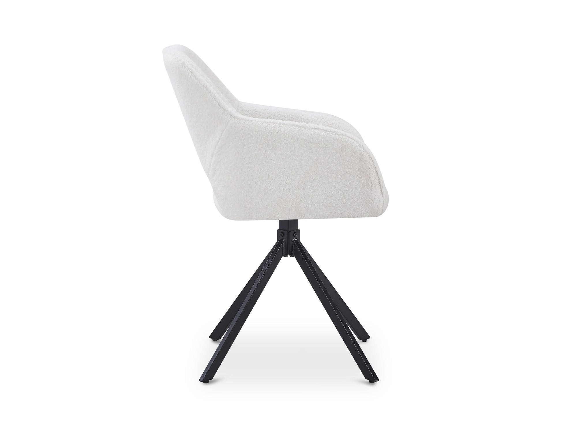 Lot de 2 chaises pivotantes design en tissu bouclette blanc écru CIEL