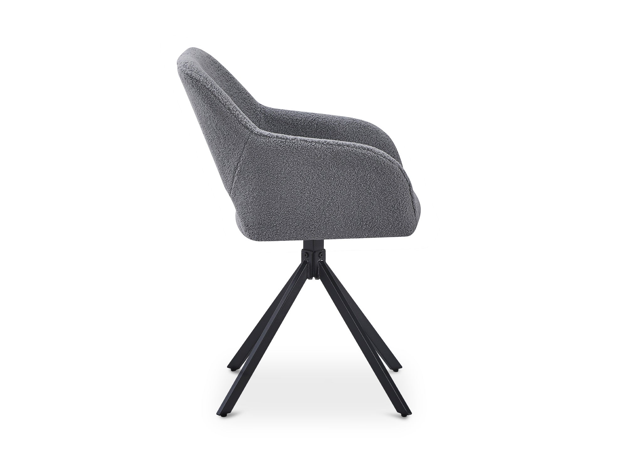 Lot de 2 chaises pivotantes design en tissu bouclette gris CIEL