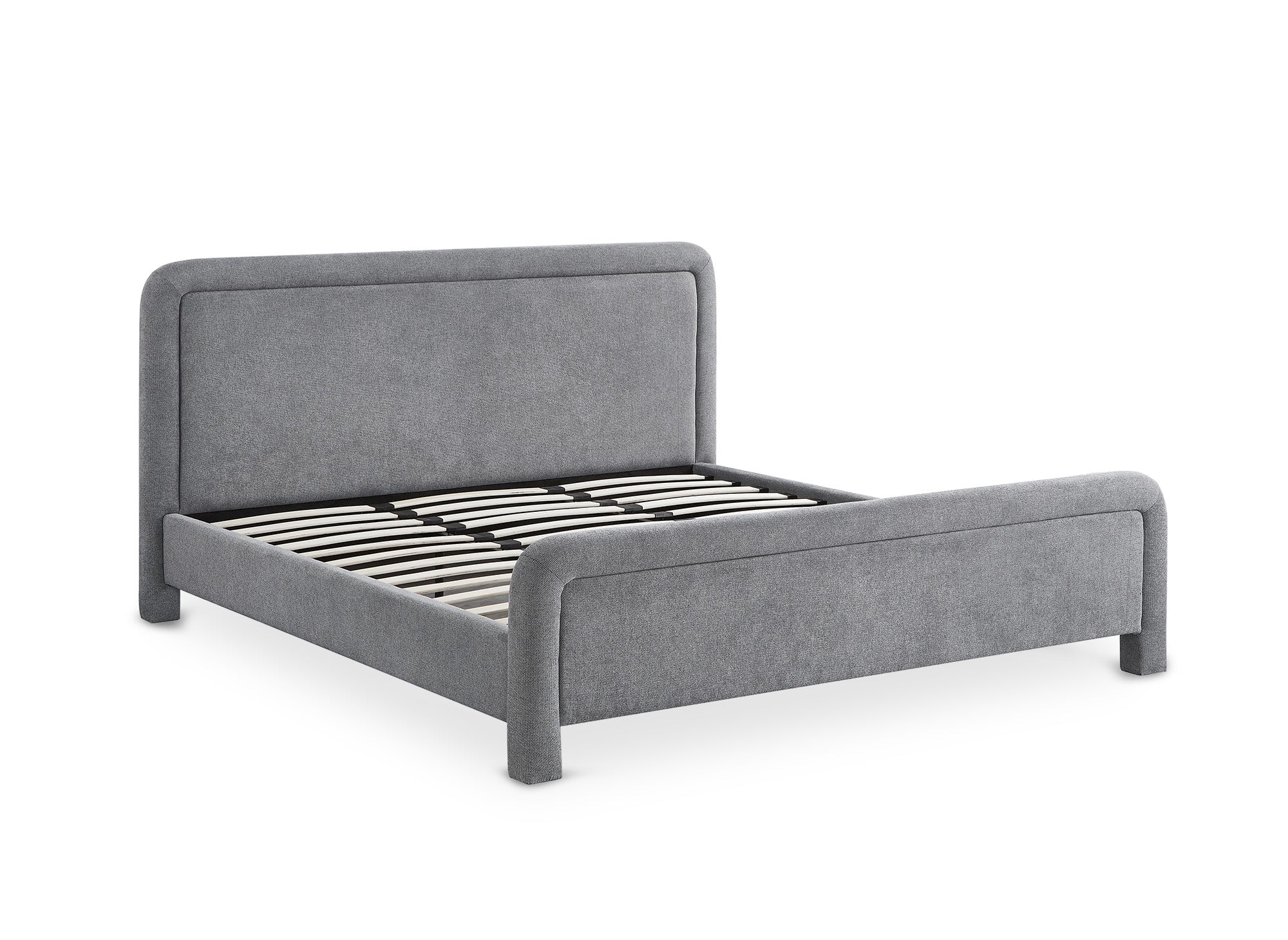 Lit double en tissu doux gris 180 x200 cm ANELA