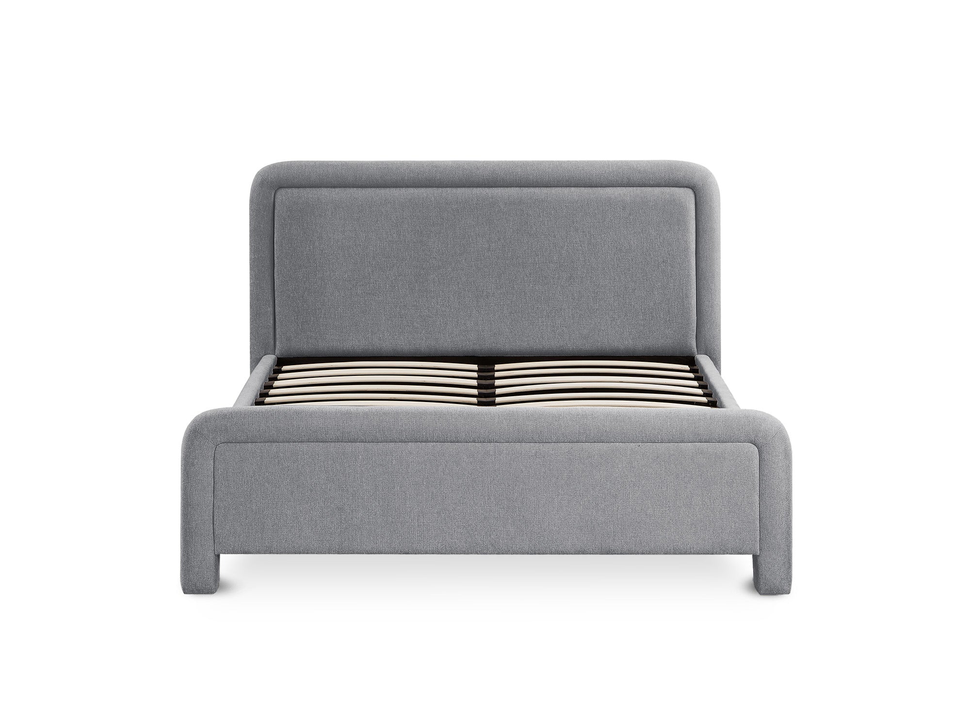 Lit double en tissu doux gris 160 x200 cm ANELA