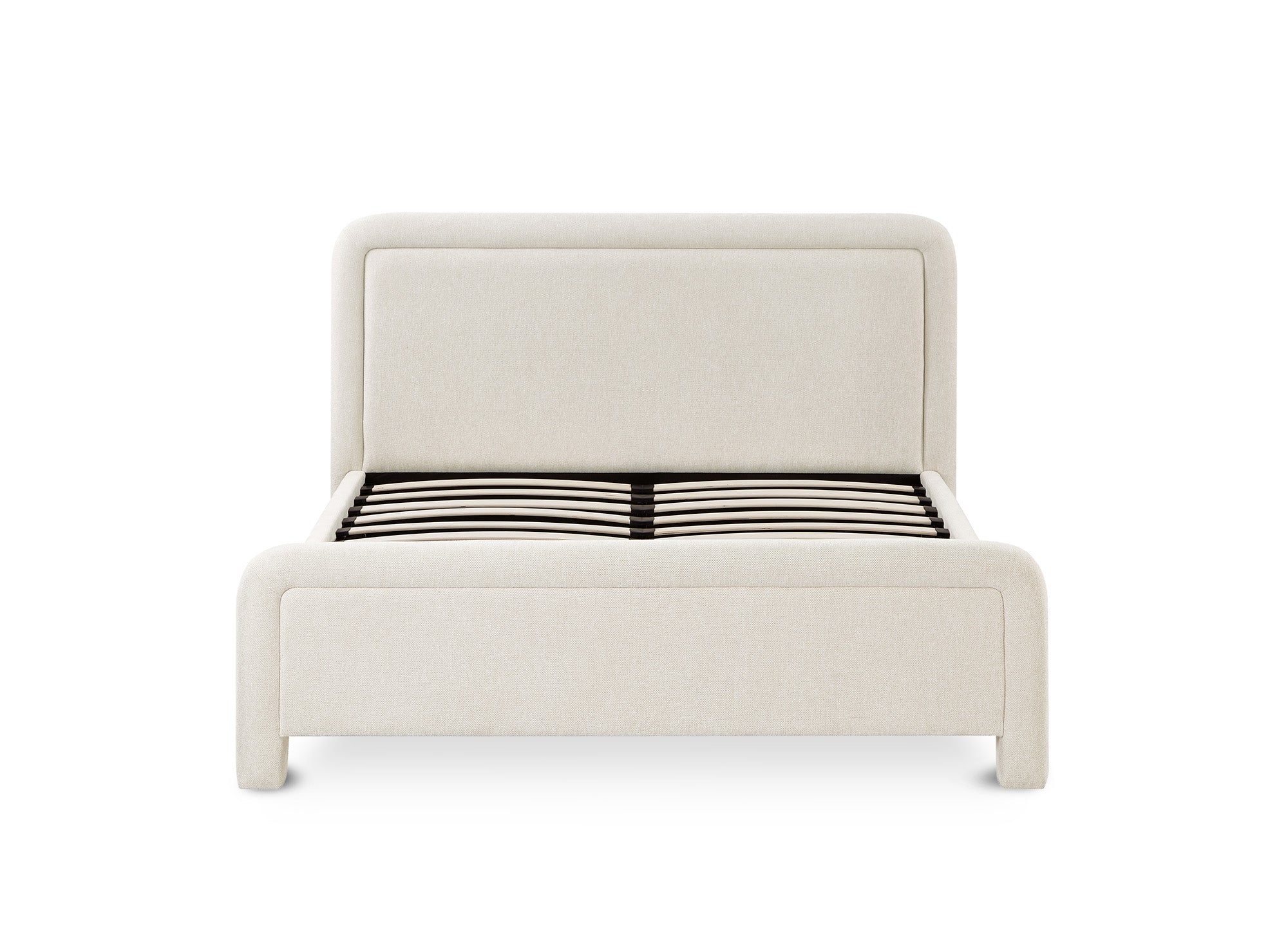 Lit double en tissu doux beige 160 x200 cm ANELA