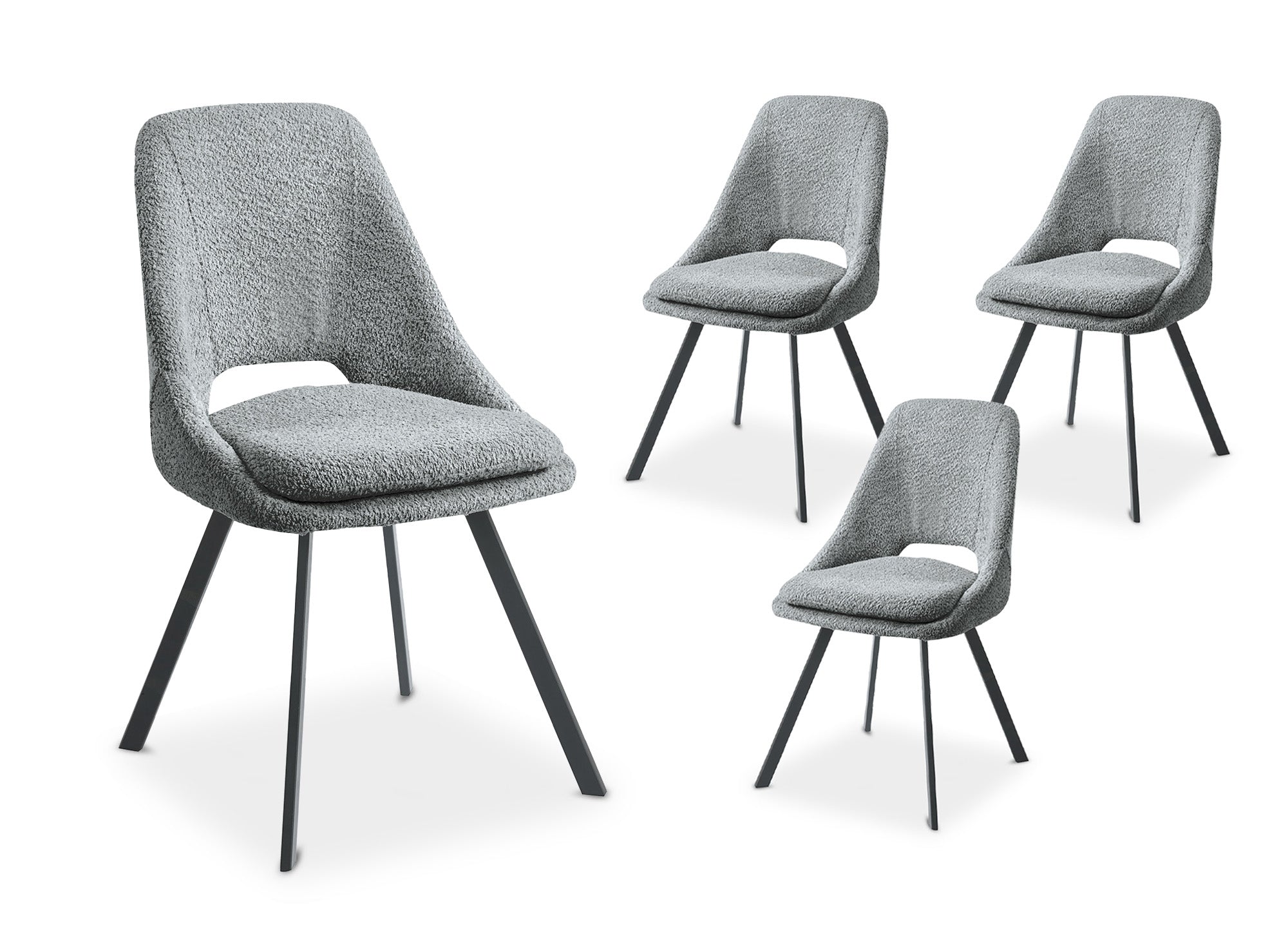 Lot de 4 chaises effet peau de mouton gris clair NARCISSE