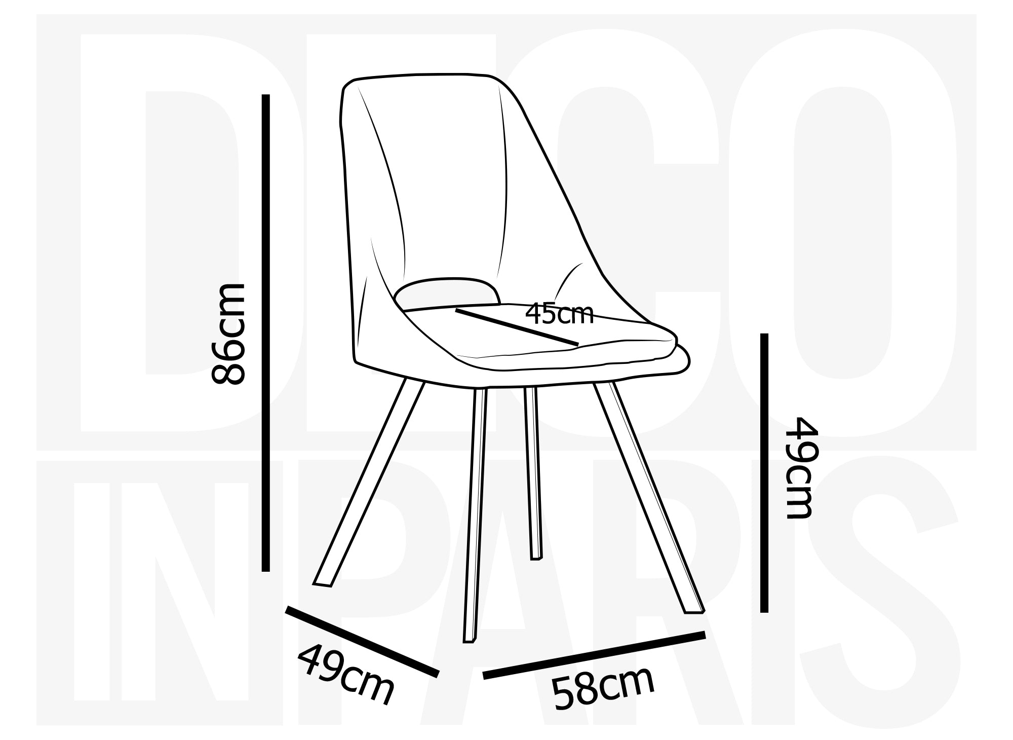 Lot de 4 chaises en velours texturé beige NARCISSE