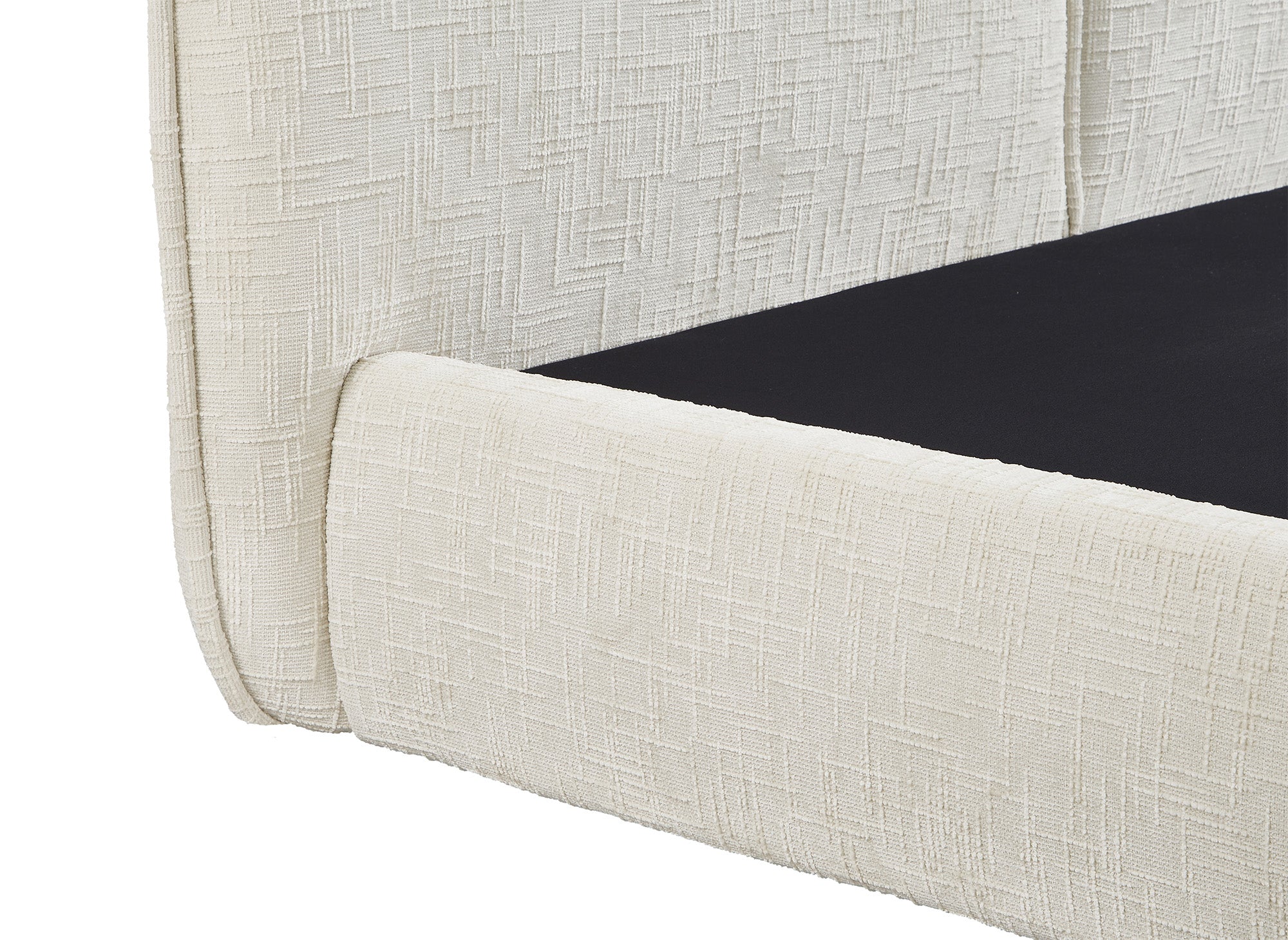 Lit coffre en velours chiné beige 140x190 cm MILENA