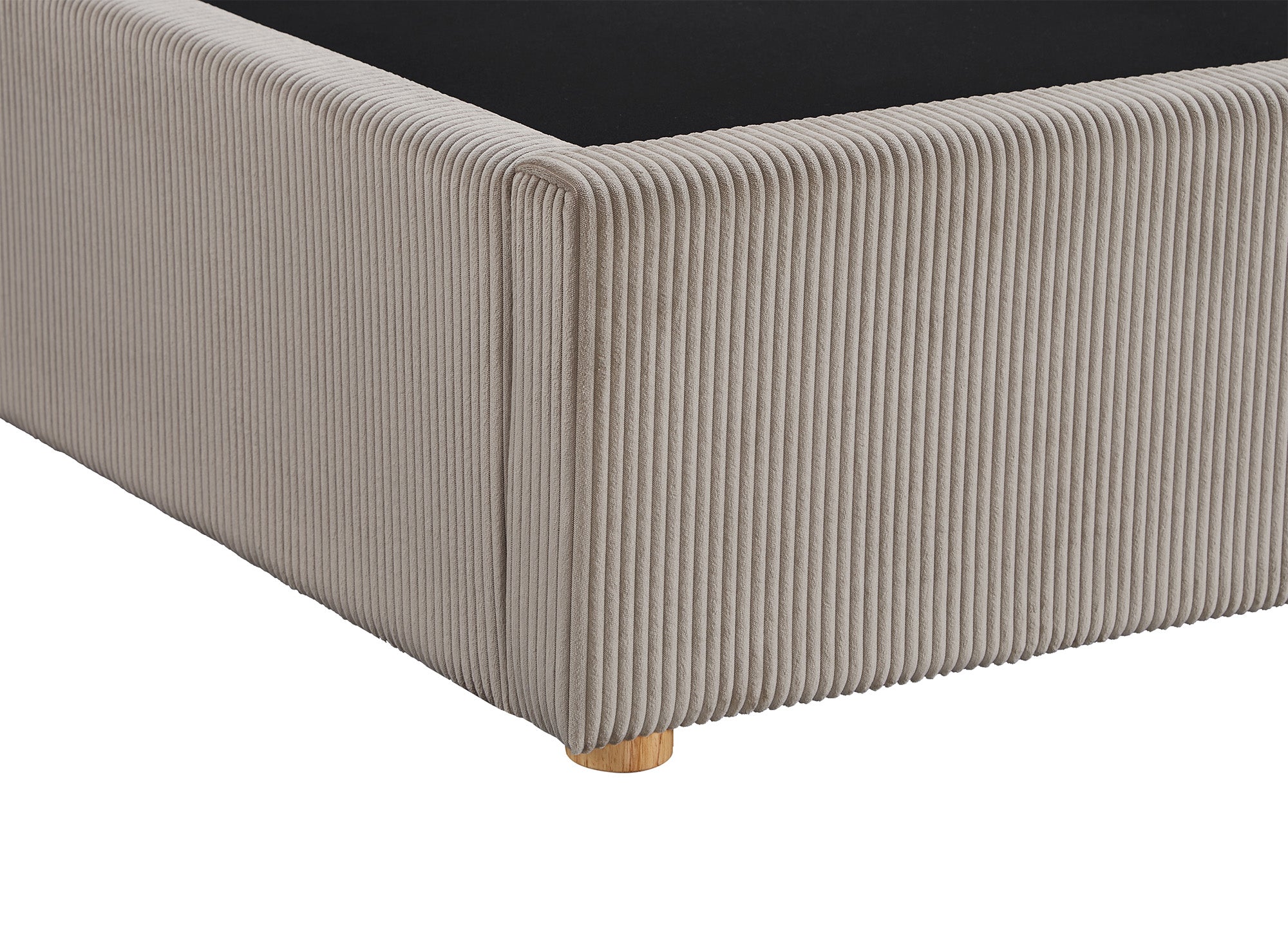 Lit coffre en velours côtelé taupe 180x200 cm ZELIA