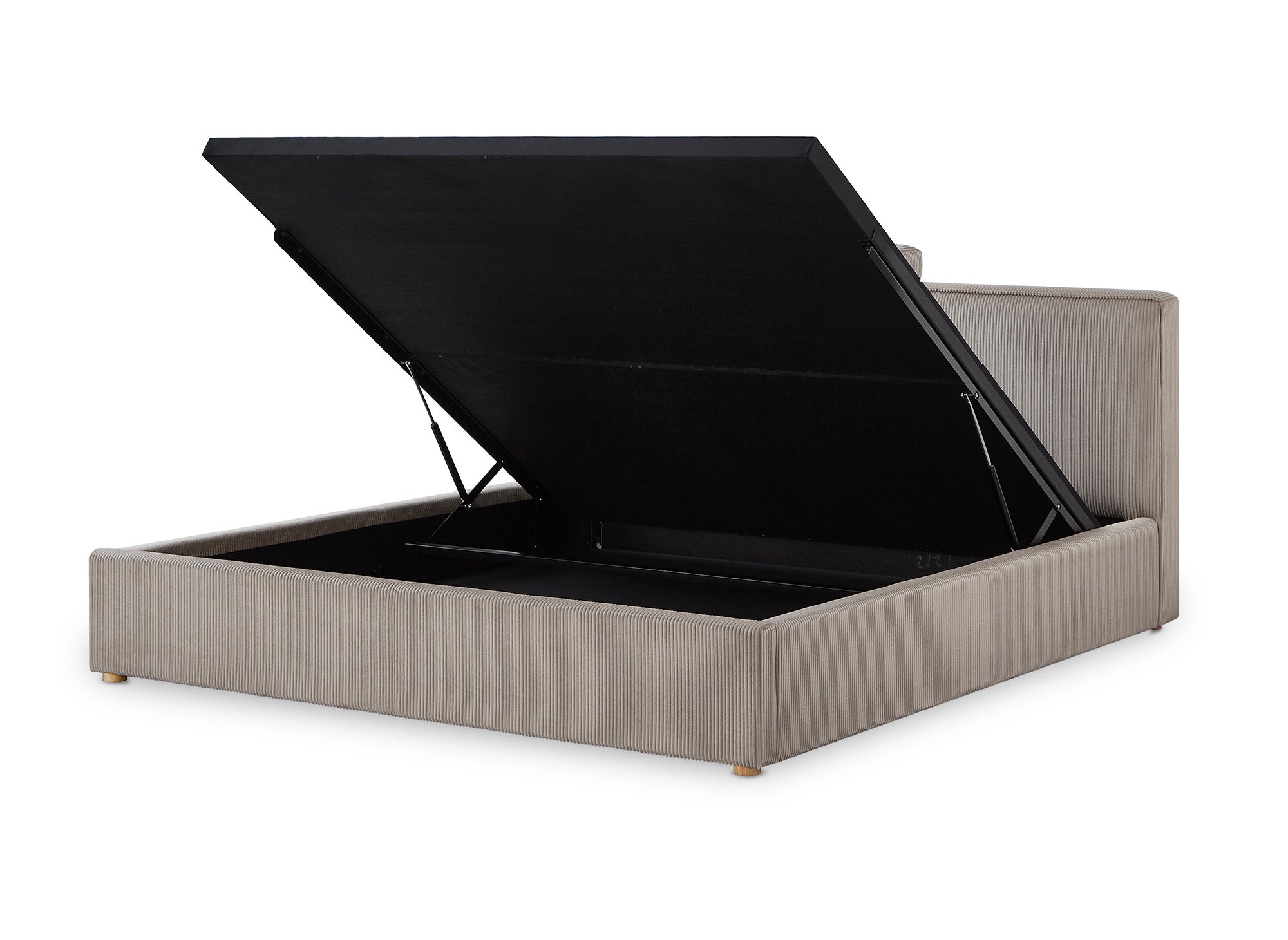 Lit coffre en velours côtelé taupe 180x200 cm ZELIA