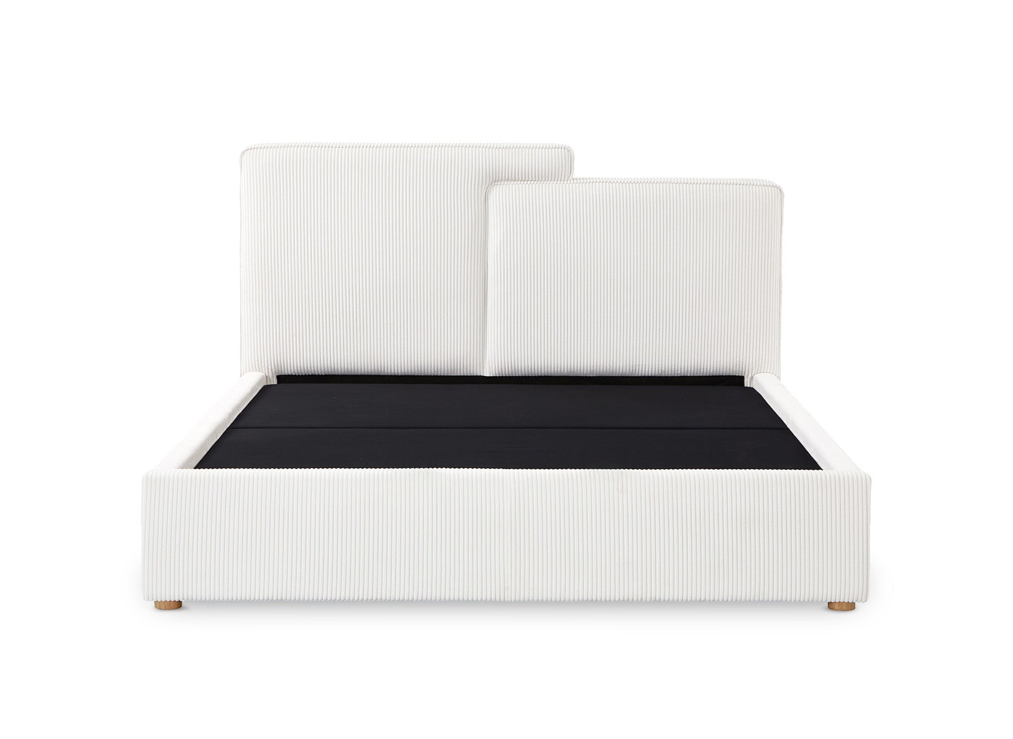 Lit coffre en velours côtelé écru 160x200 cm ZELIA