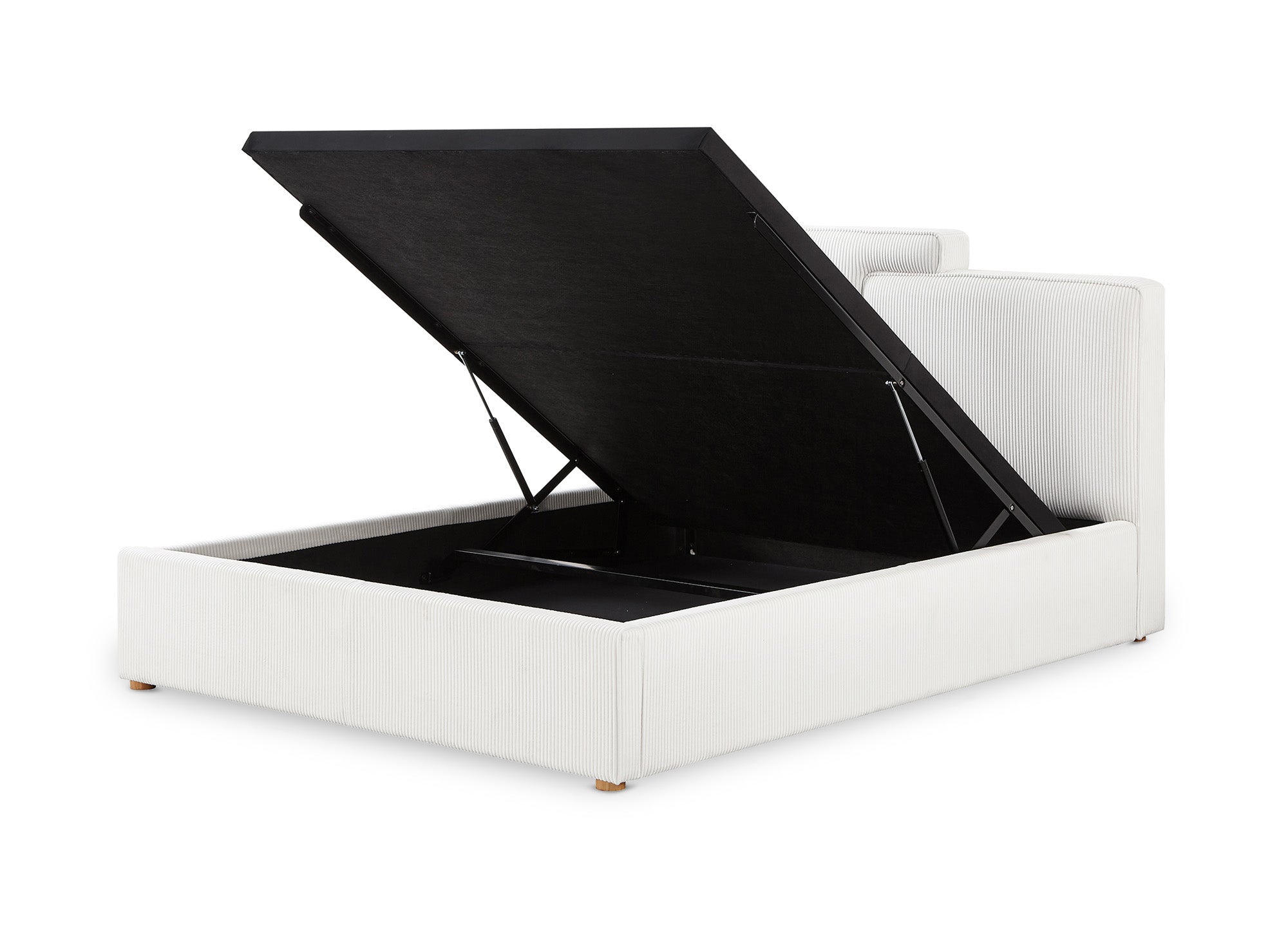 Lit coffre en velours côtelé écru 160x200 cm ZELIA