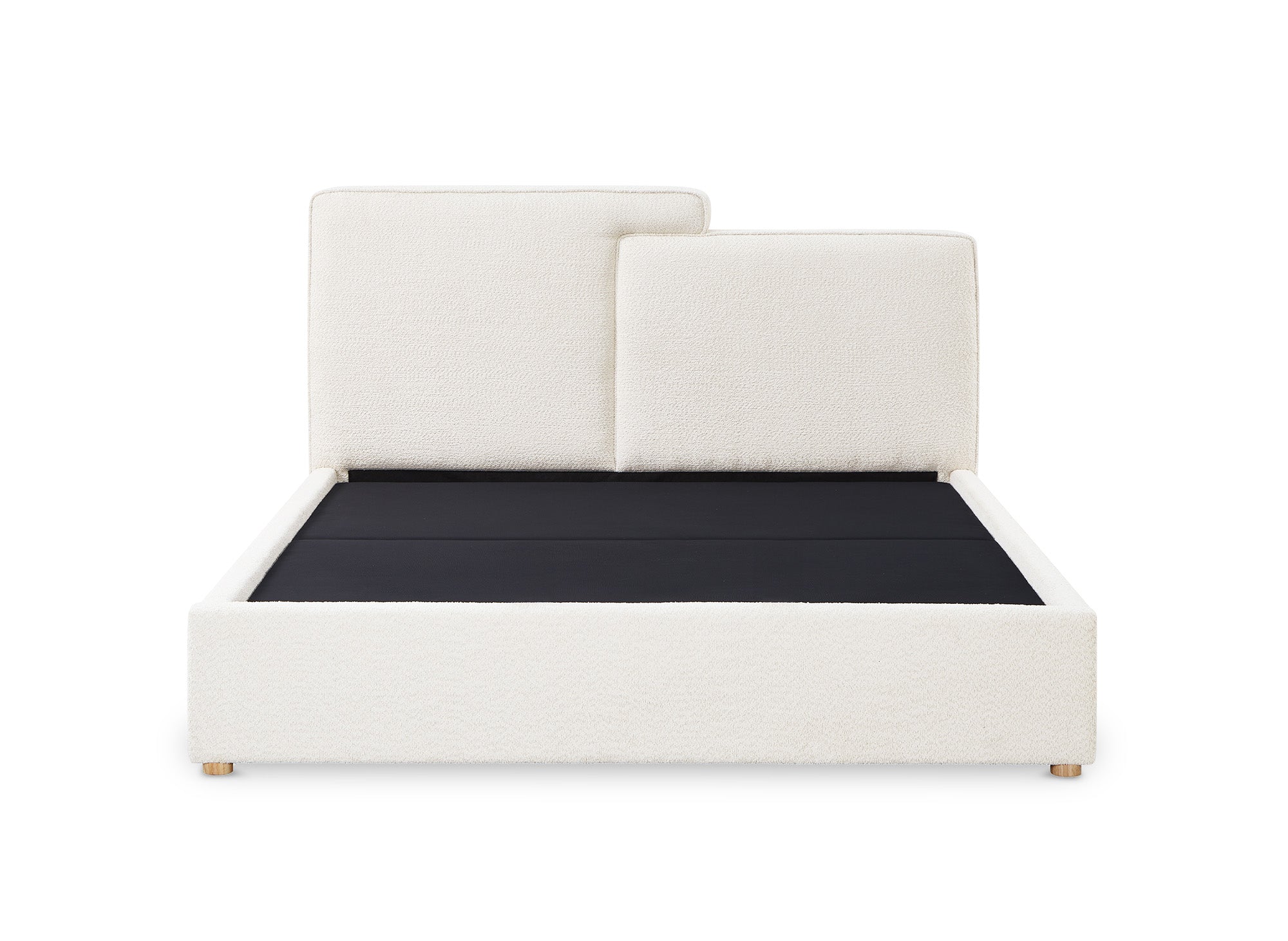 Lit coffre en tissu bouclette beige 160x200 cm ZELIA