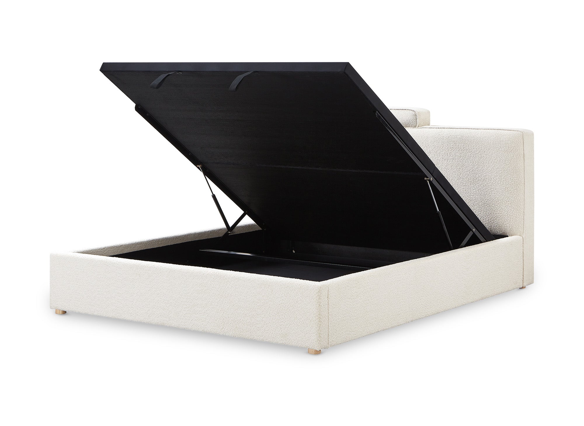 Lit coffre en tissu bouclette beige 160x200 cm ZELIA