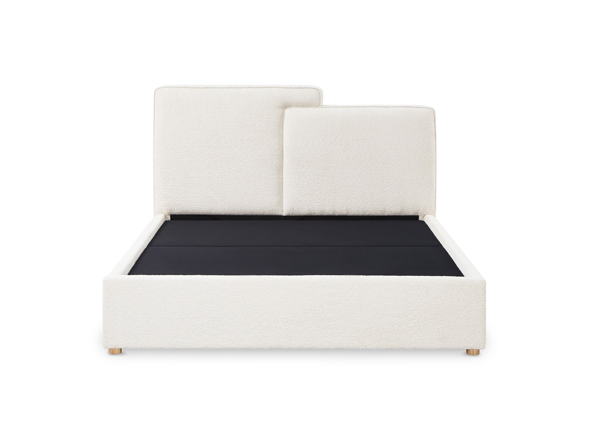 Lit coffre en tissu bouclette beige 140x190 cm ZELIA