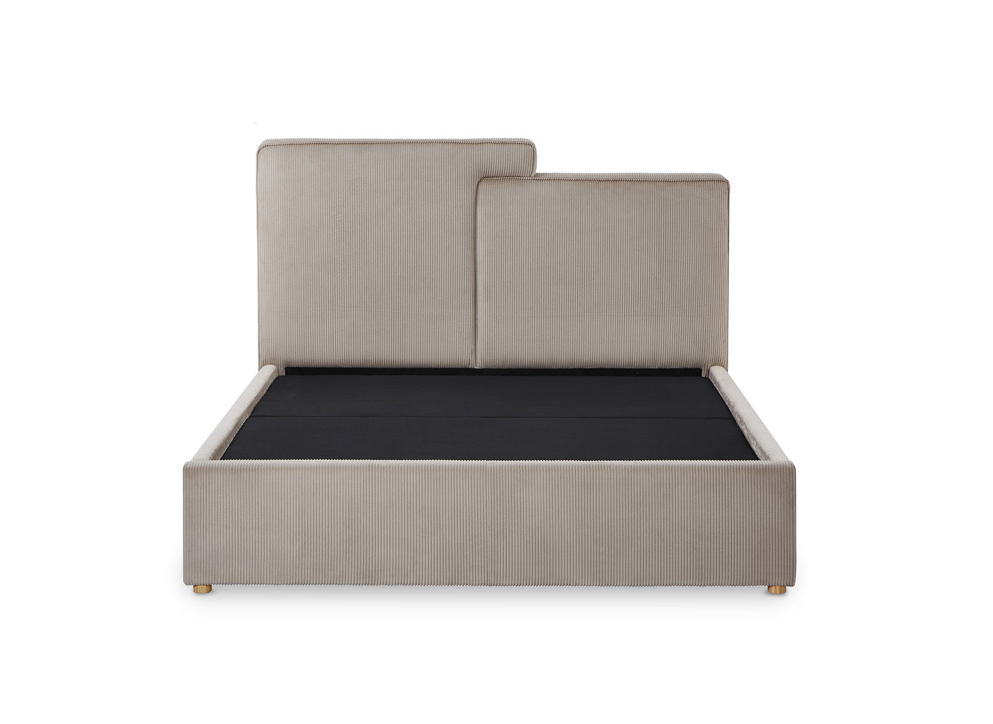 Lit coffre en velours côtelé taupe 140x190 cm ZELIA