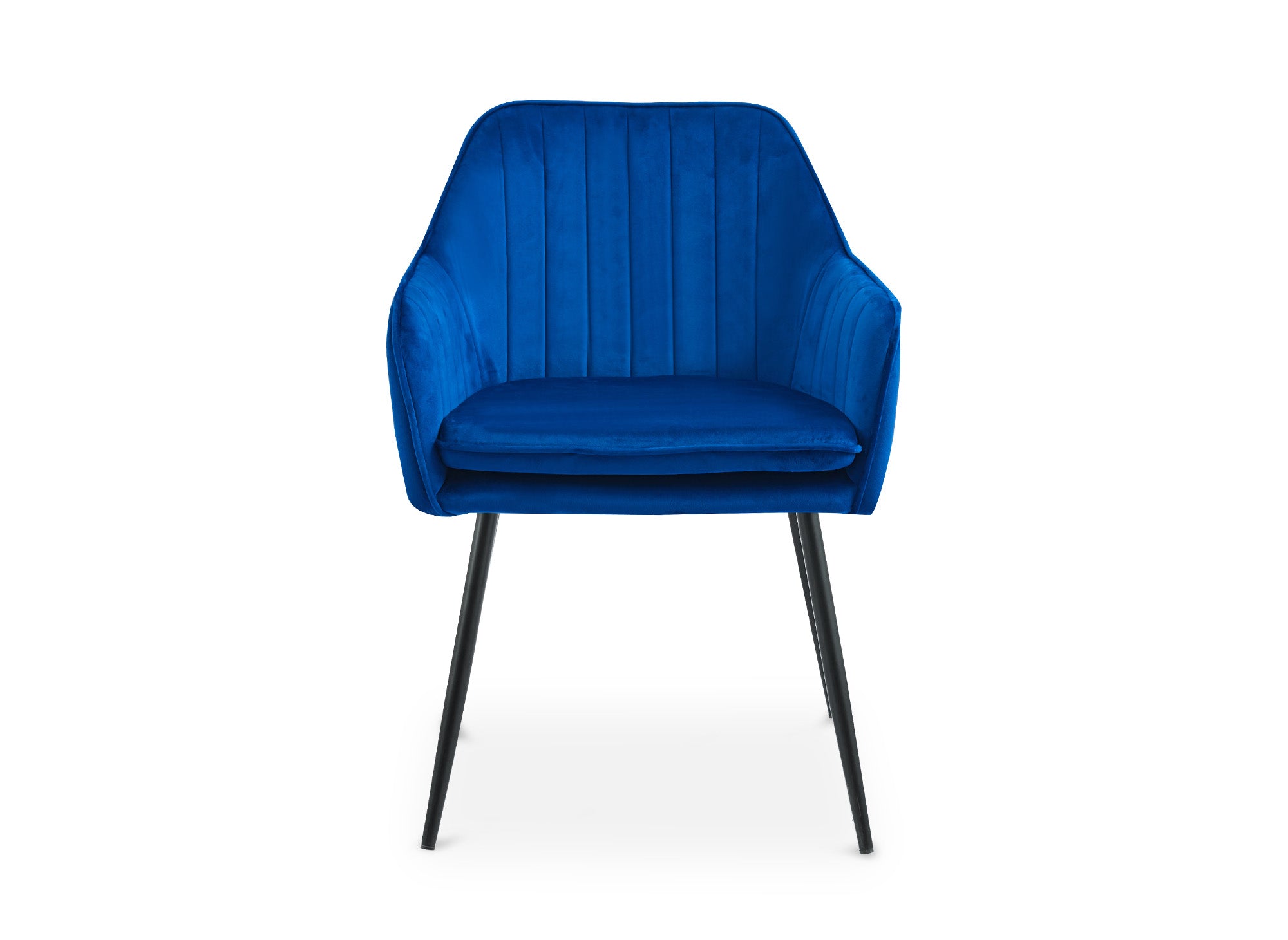 Lot de 2 chaises avec accoudoirs en velours bleu pieds noirs EDWIGE