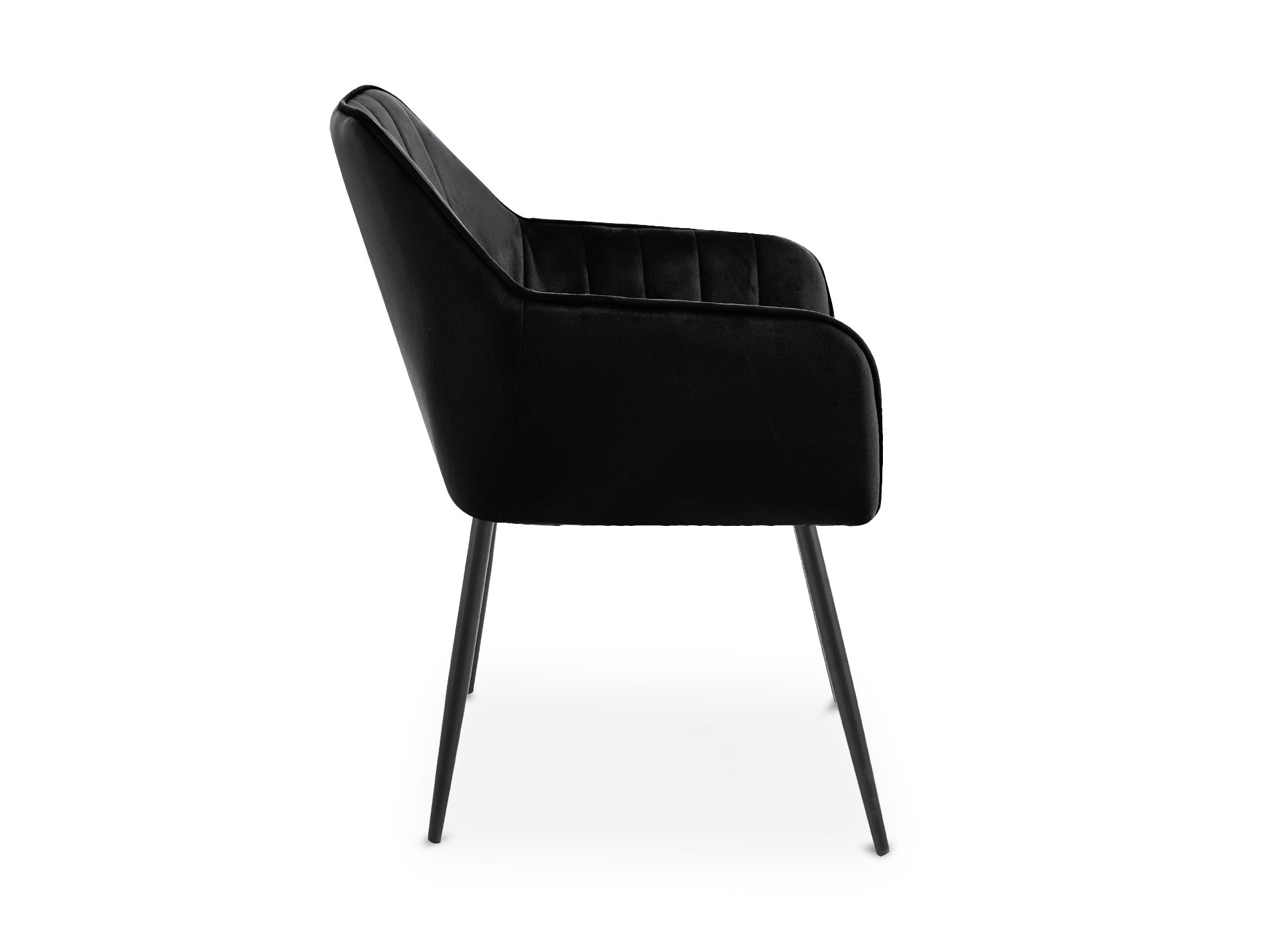 Lot de 2 chaises avec accoudoirs en velours noir pieds noirs EDWIGE