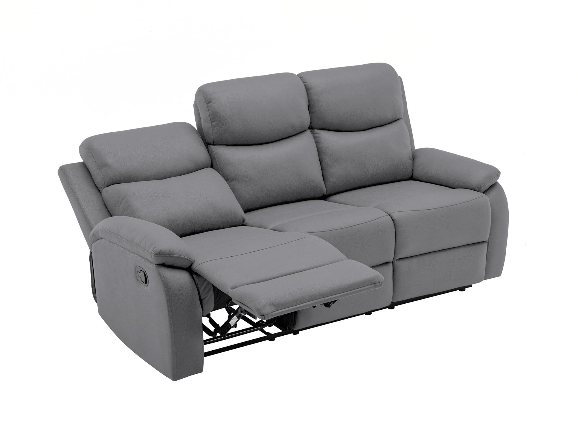 Divano relax a 3 posti effetto ecopelle grigio scuro JACOB