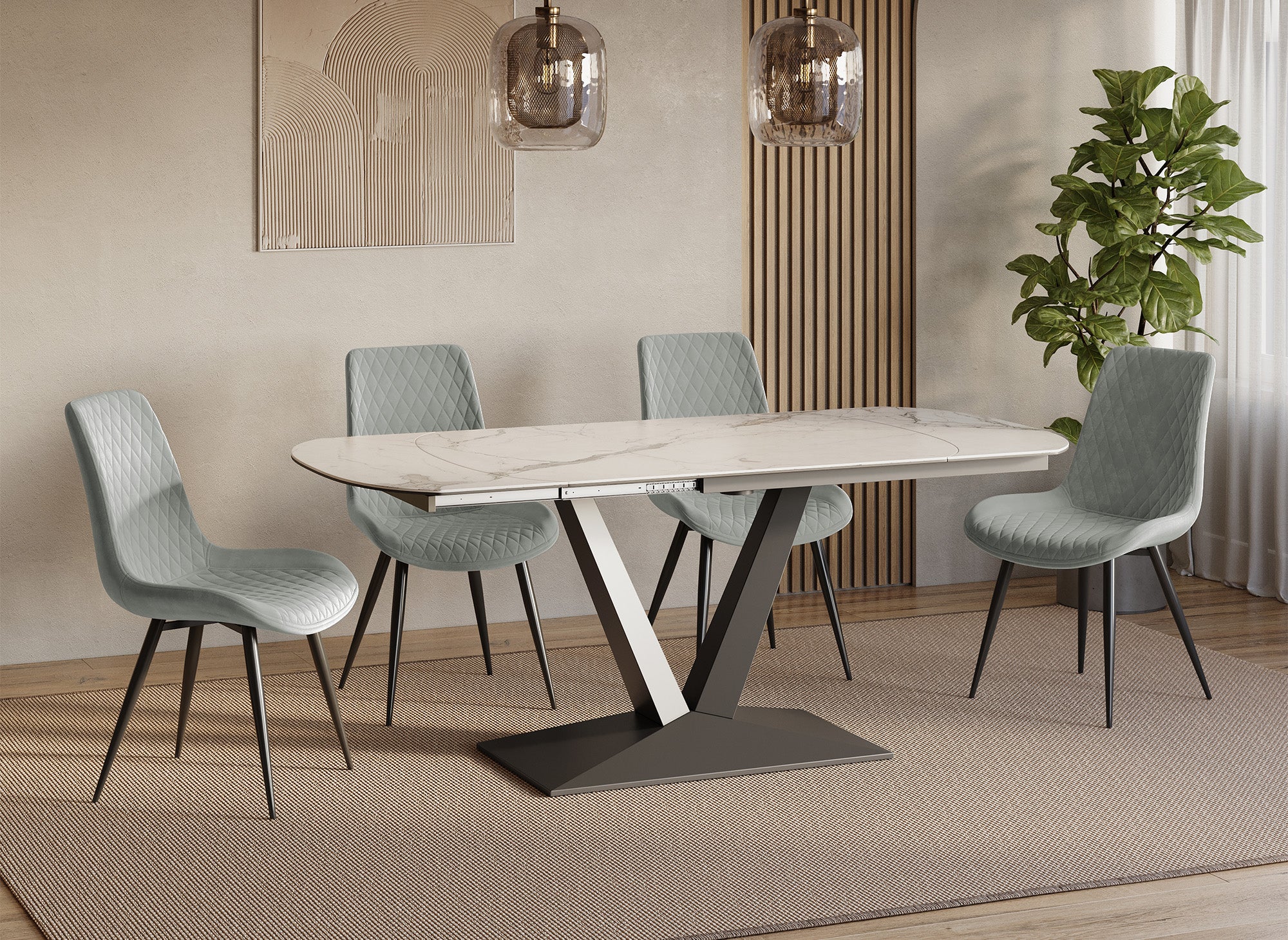 Lot de 2 chaises design en velours gris YOLA