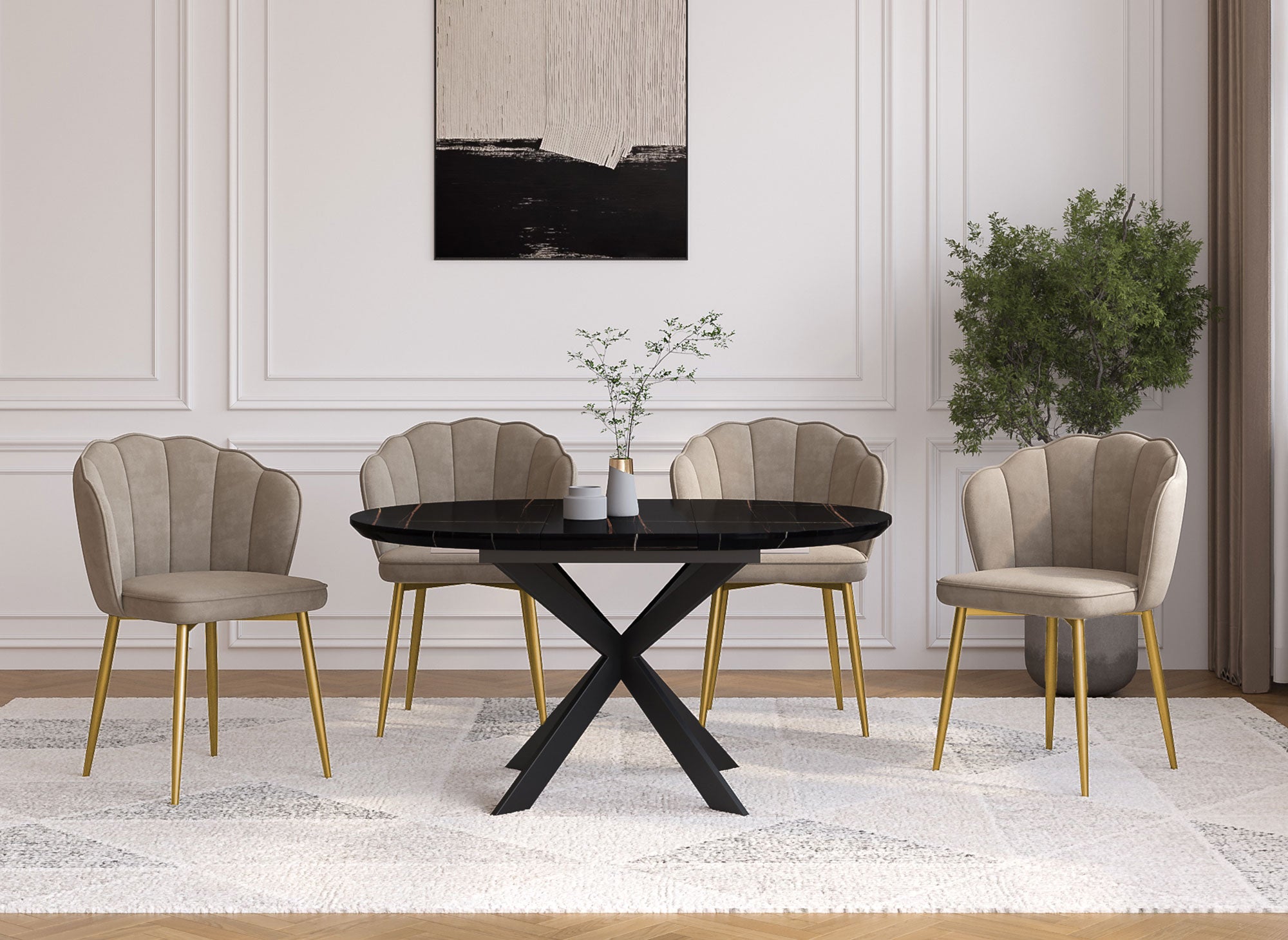 Lot de 2 chaises design en velours beige GARANCE