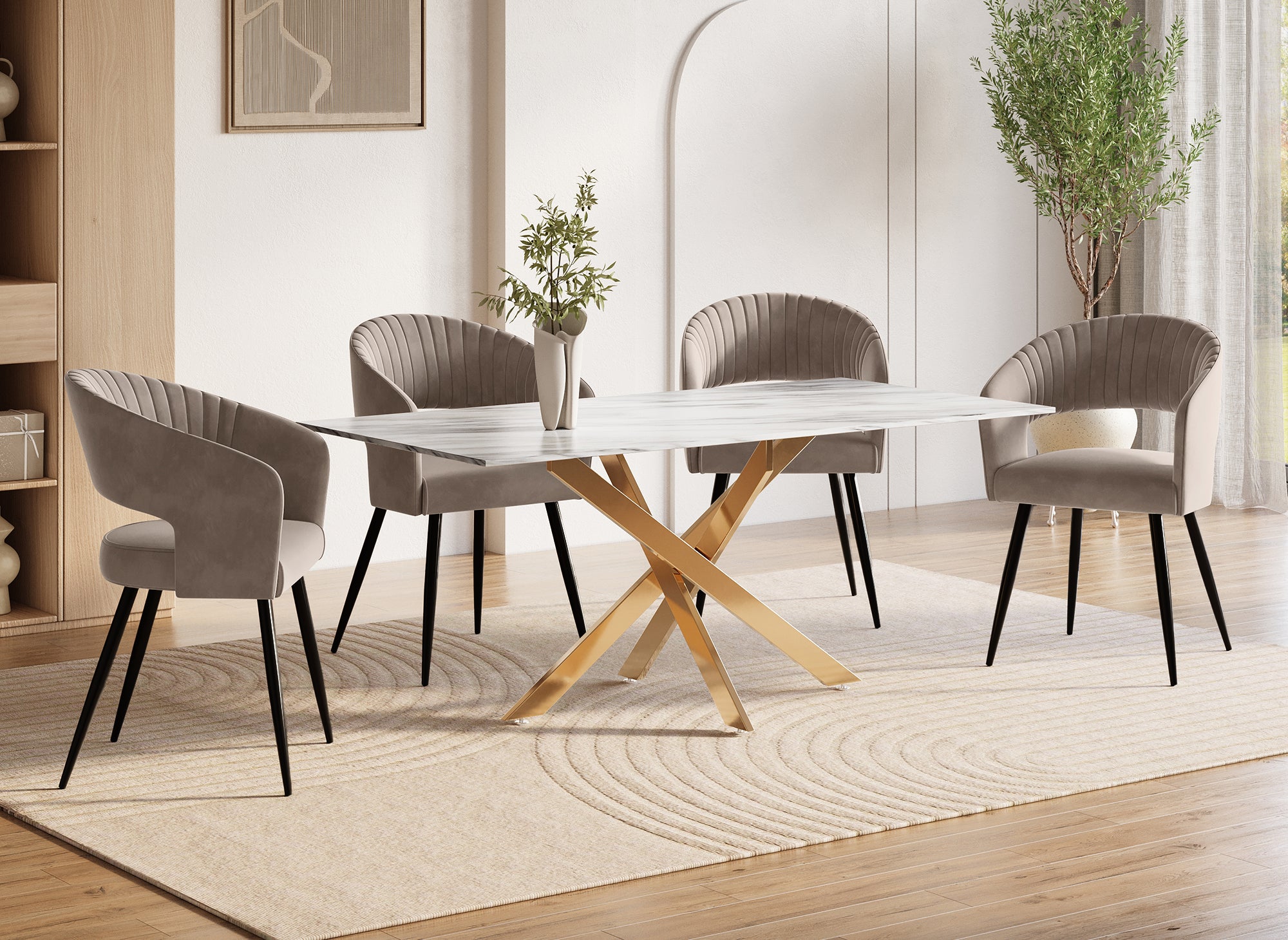 Lot de 2 chaises design en velours beige GLORIA