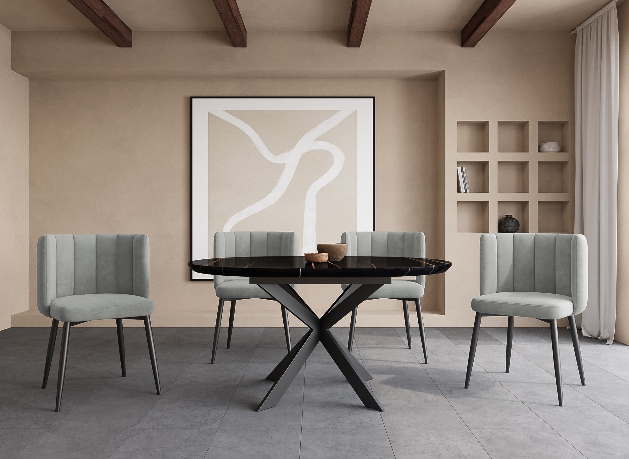 Lot de 2 chaises design en velours gris DEBBY