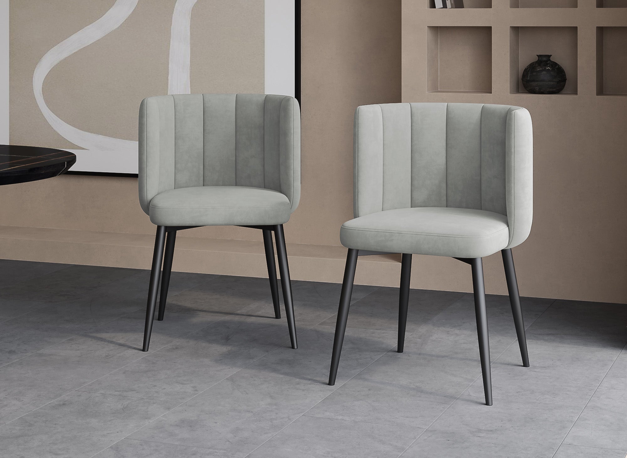 Lot de 2 chaises design en velours gris DEBBY