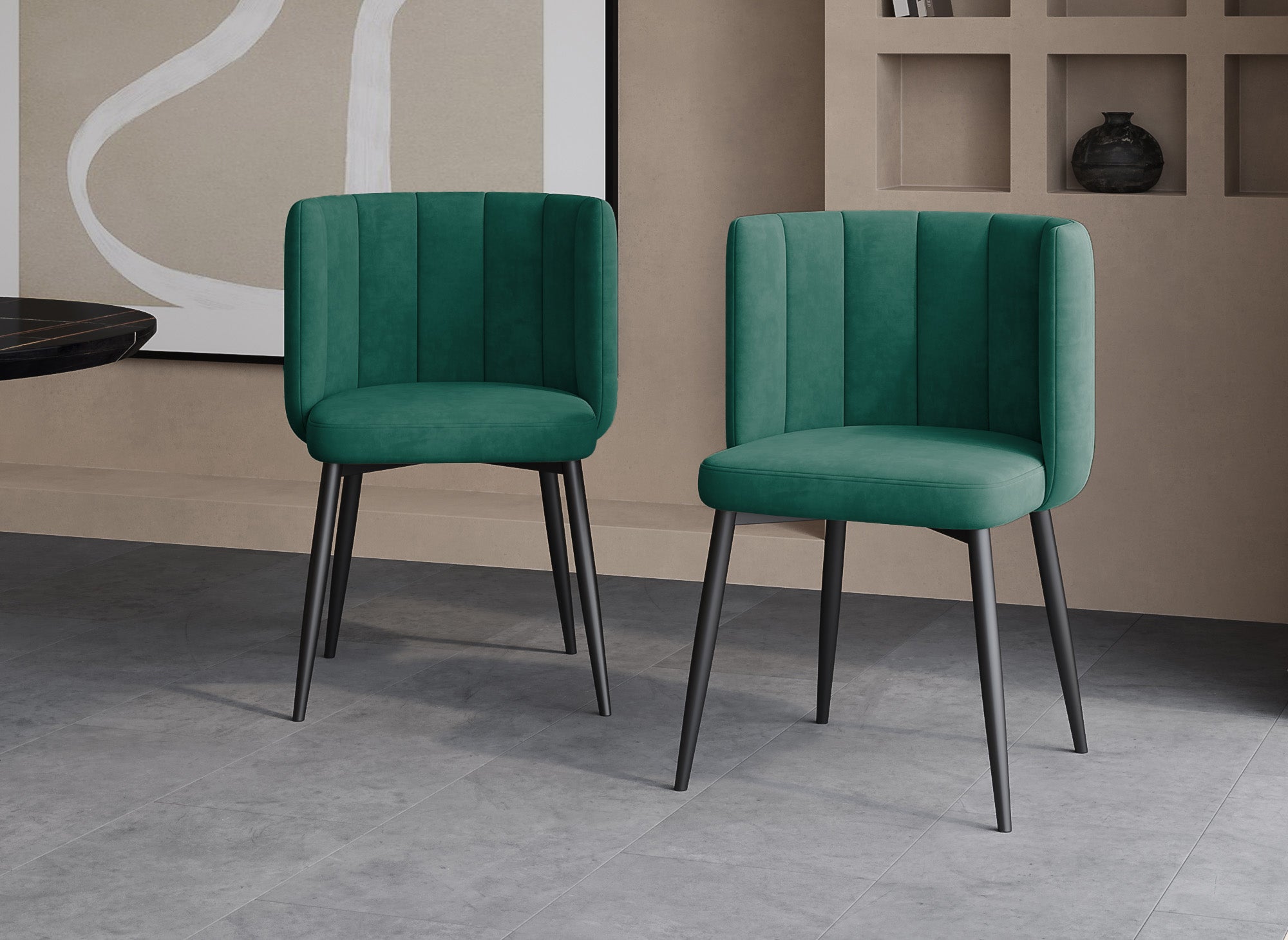Lot de 2 chaises design en velours vert DEBBY