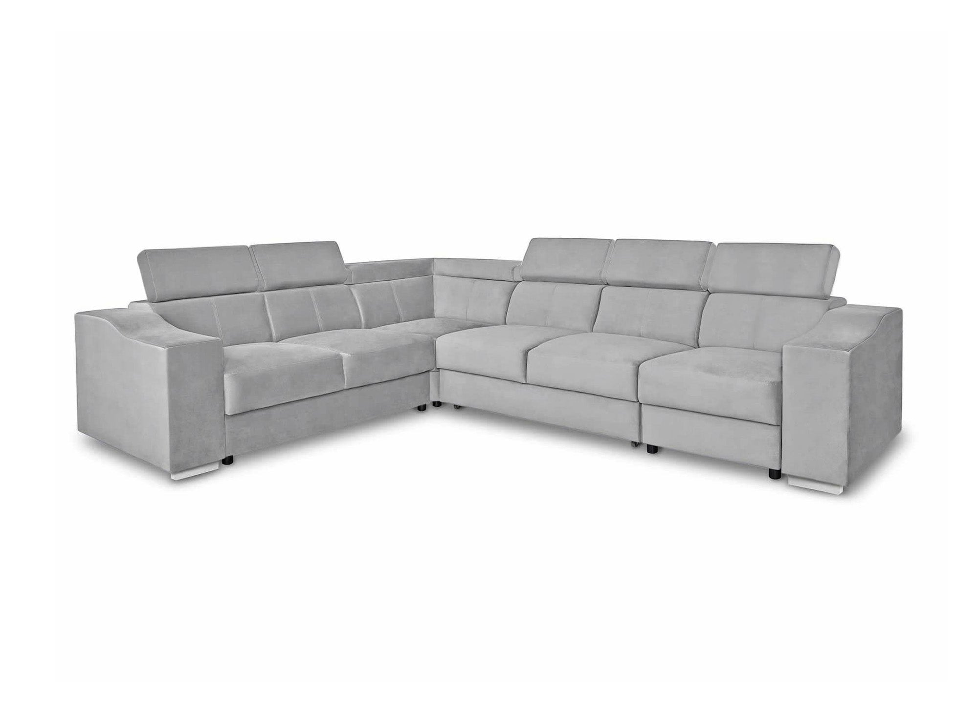 Canapé d'angle convertible réversible en velours gris clair LEONIE