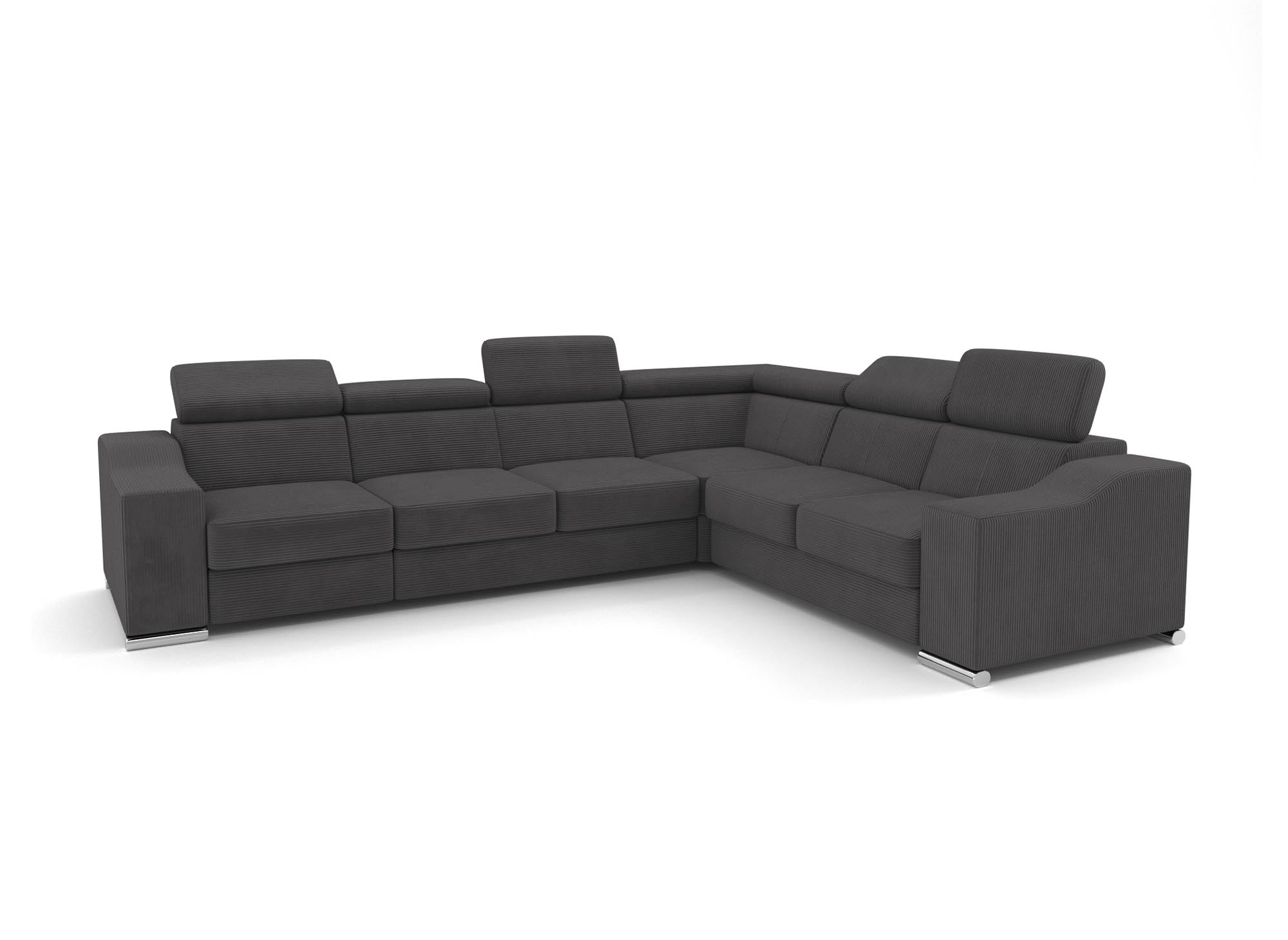 Canapé d'angle convertible réversible en velours côtelé gris anthracite LEONIE