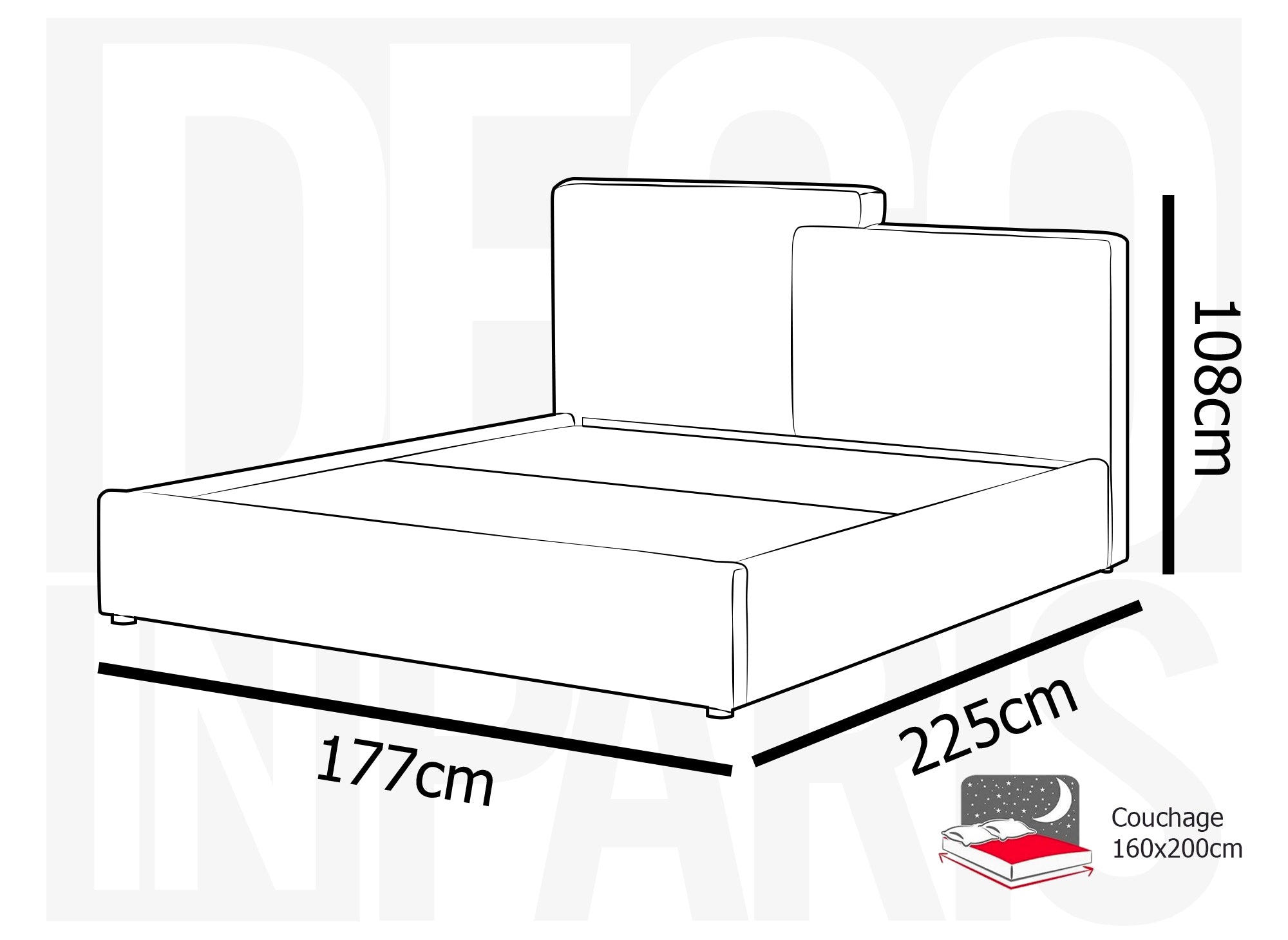 Lit coffre en velours côtelé écru 160x200 cm ZELIA