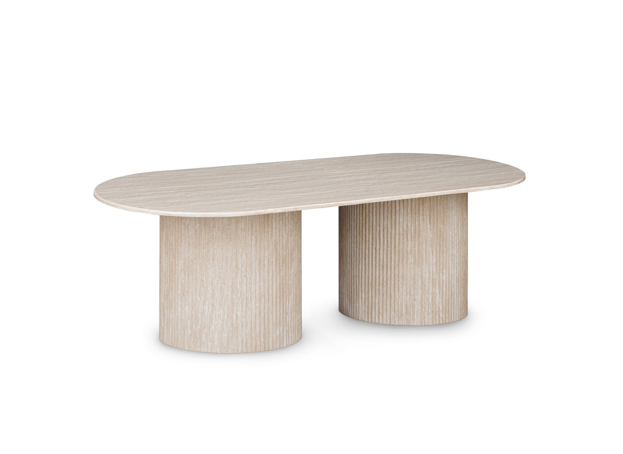 Table basse ovale en marbre composite beige DHARA